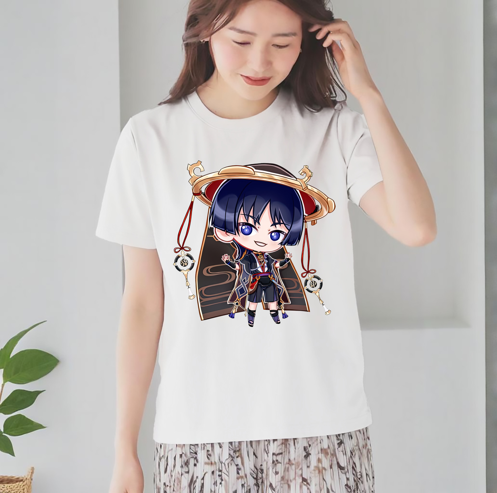 げんし神 さんペい genshin Sanpei レディースカジュアルプリントTシャツ（綿100％）