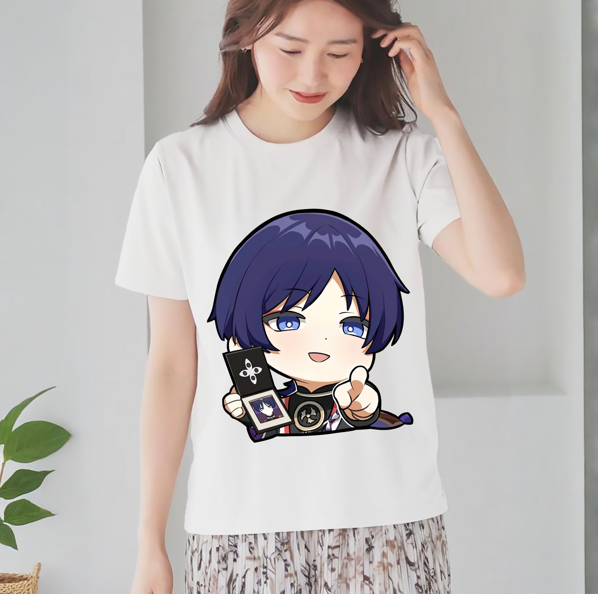 げんし神 さんペい genshin Sanpei レディースカジュアルプリントTシャツ（綿100％）