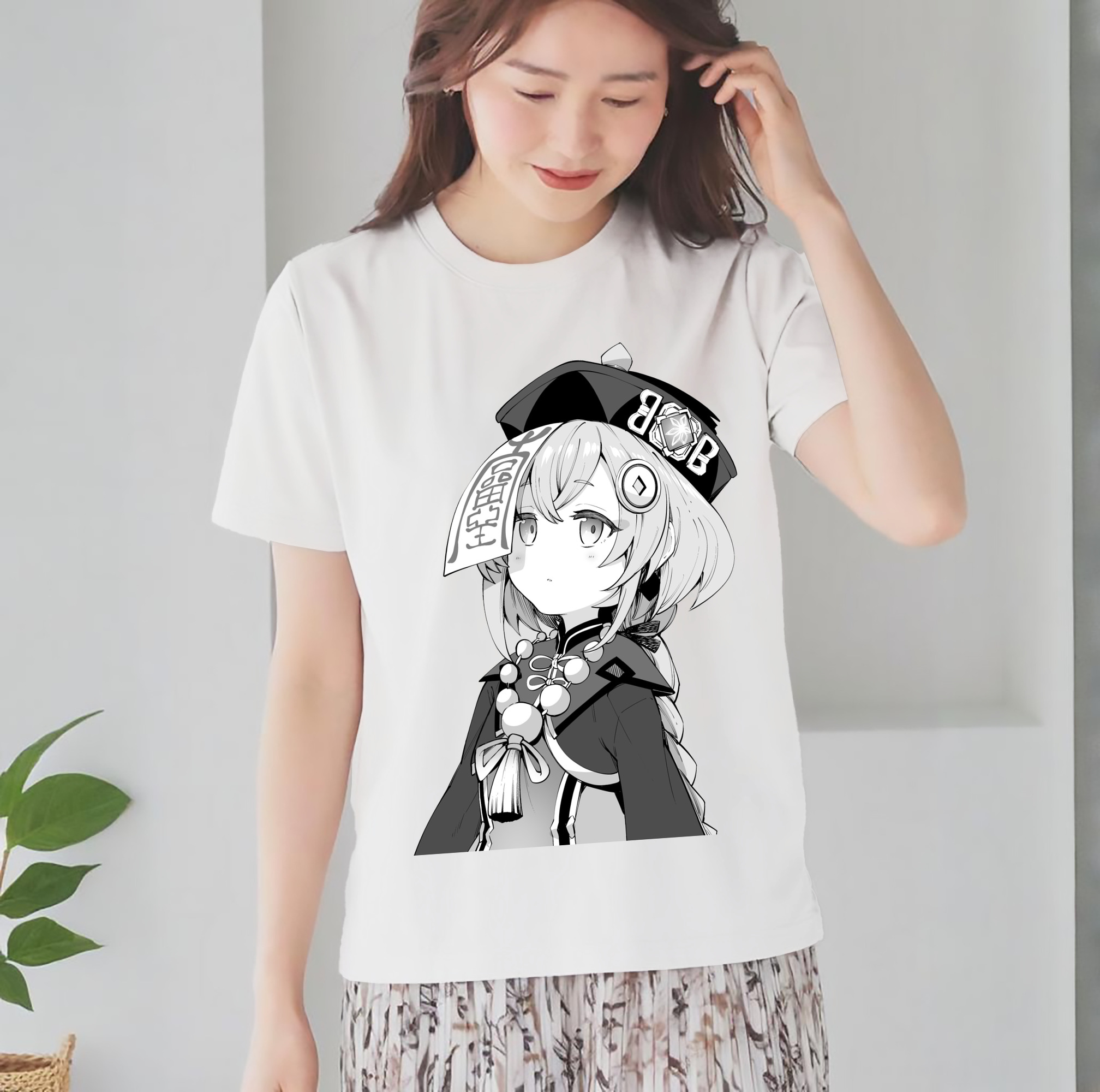 げんし神 七七 なな  genshin Nana レディースカジュアルプリントTシャツ（綿100％）