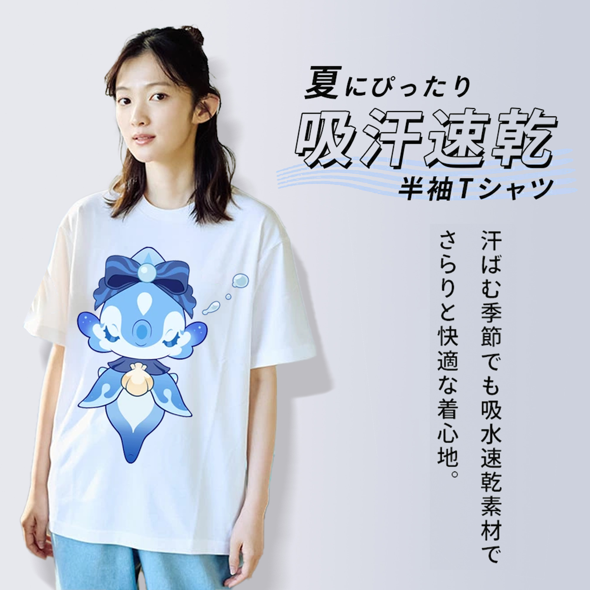 げんし神 フリーナ genshin Furina レディースカジュアルプリントTシャツ（綿100％）