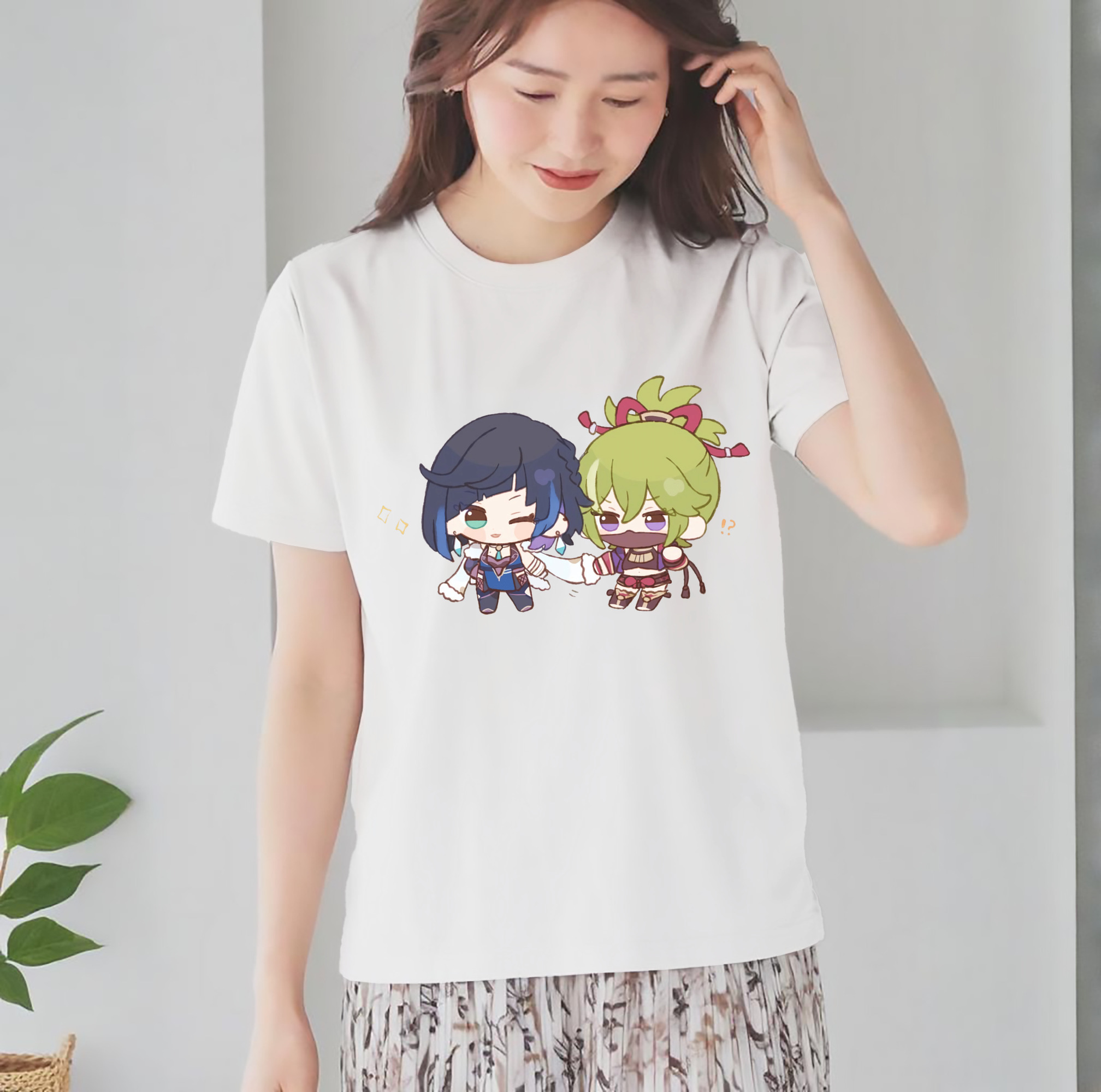 げんし神  久岐忍 くき しのぶ genshin Kuki Shinobu レディースカジュアルプリントTシャツ（綿100％）