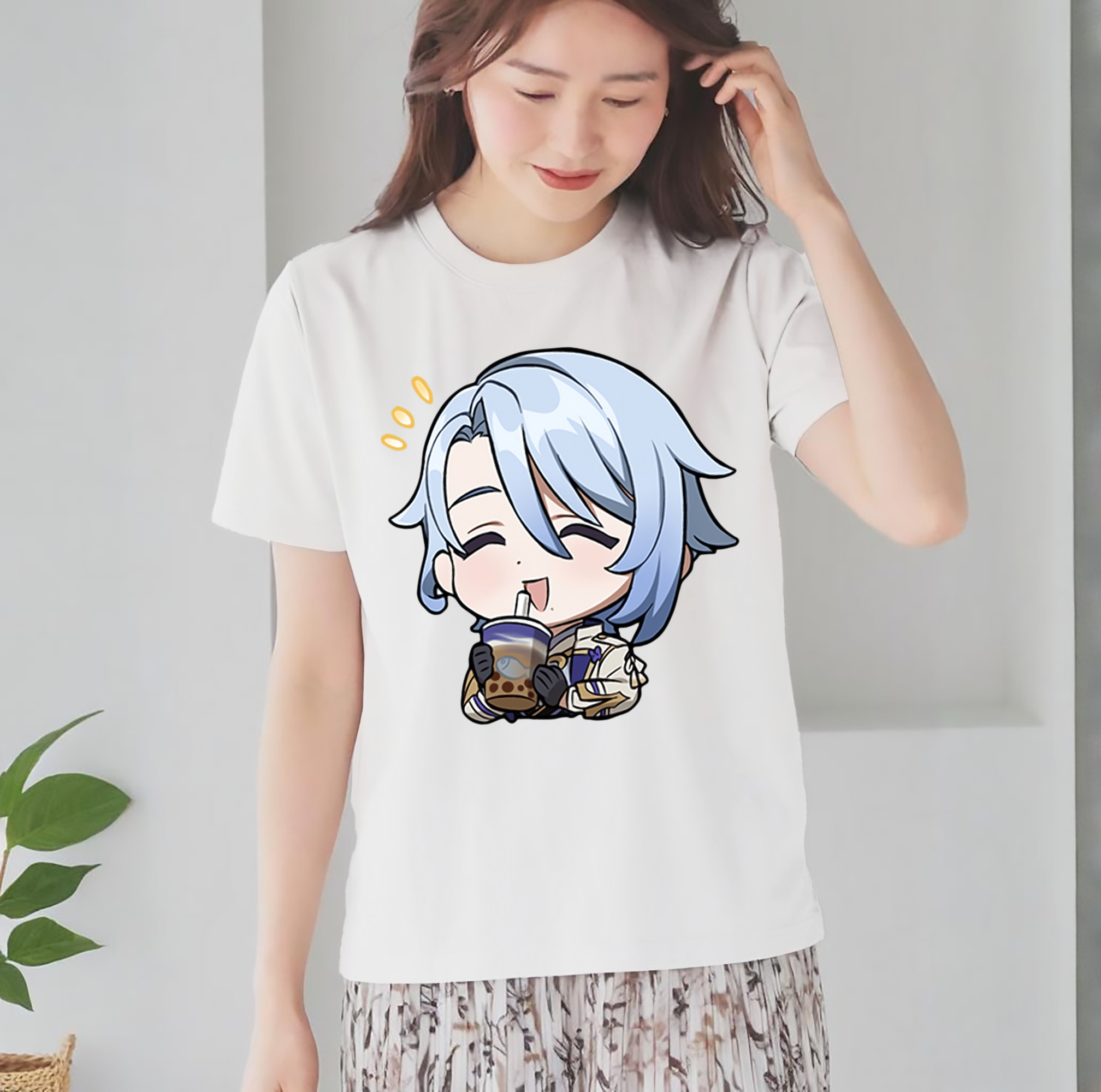 げんし神 神里綾人 かみさとあやと genshin Kamisato Ayato レディースカジュアルプリントTシャツ（綿100％）