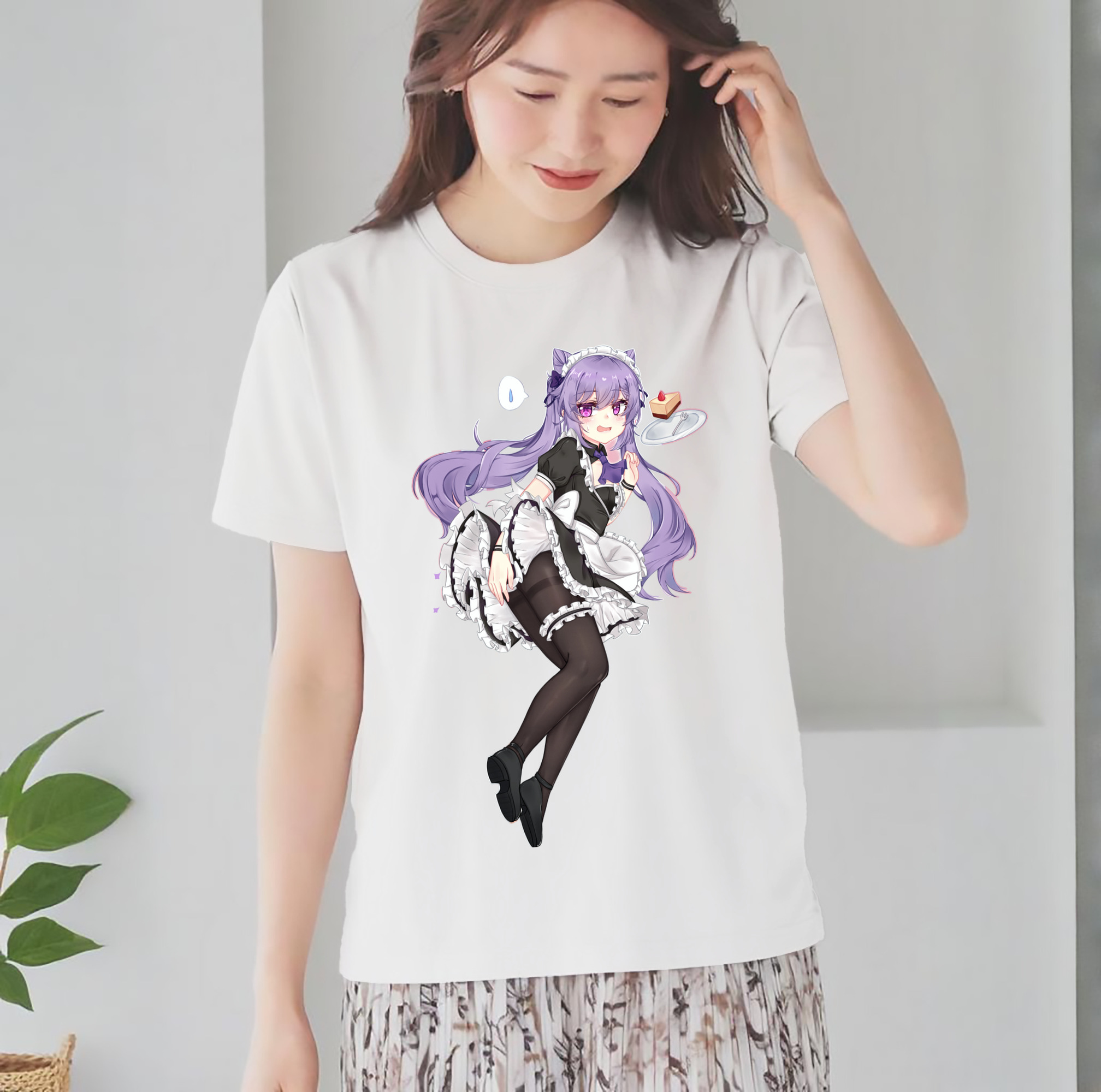 げんし神 刻晴 こくせい genshin Kokusei レディースカジュアルプリントTシャツ（綿100％）