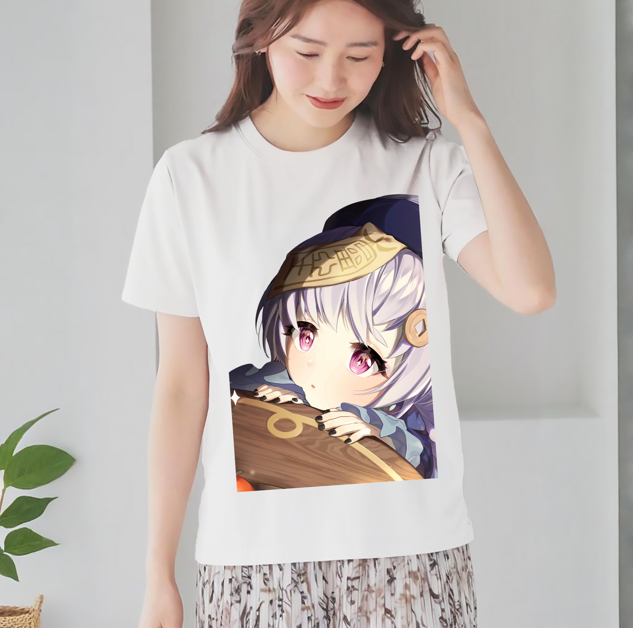 げんし神 七七 なな  genshin Nana レディースカジュアルプリントTシャツ（綿100％）