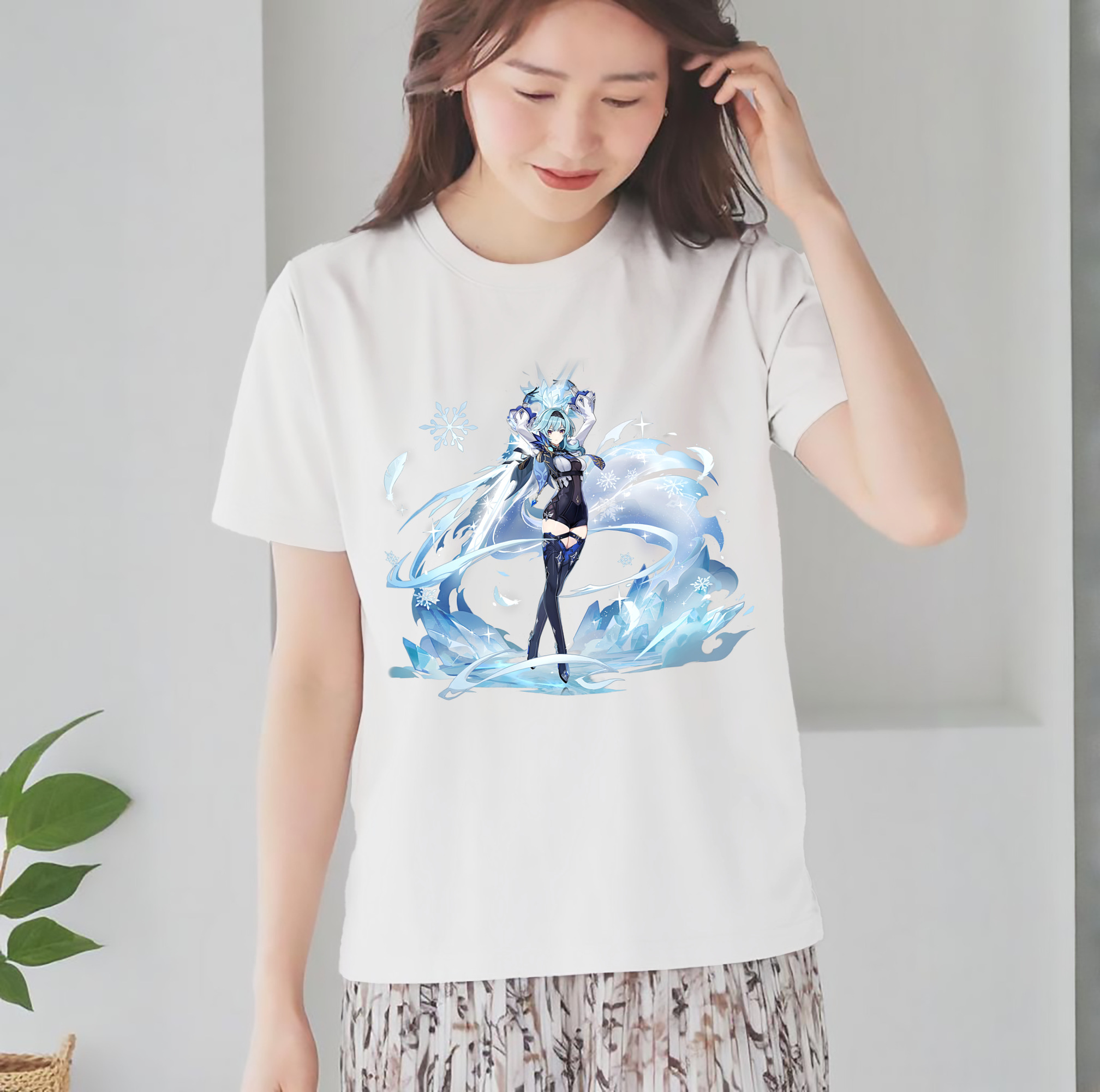 げんし神 优菈 ゆうら genshin Yūra レディースカジュアルプリントTシャツ（綿100％）