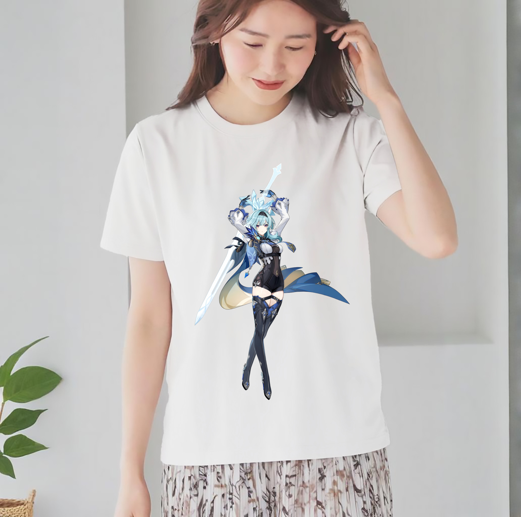 げんし神 优菈 ゆうら genshin Yūra レディースカジュアルプリントTシャツ（綿100％）