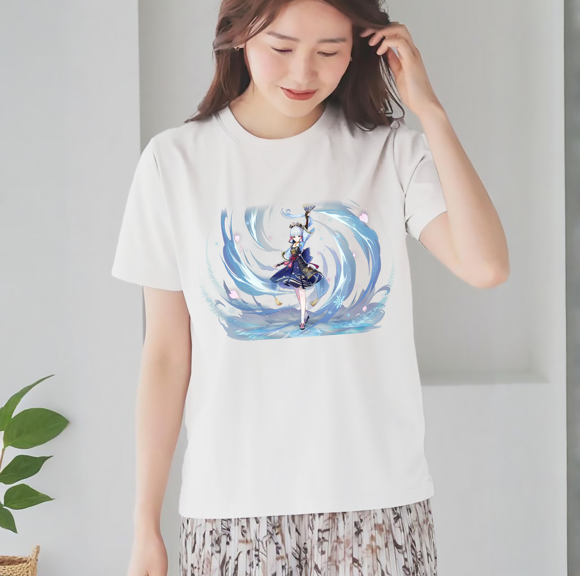 げんし神 神里綾華 神宮寺レン genshin Kamimiya Ren レディースカジュアルプリントTシャツ（綿100％）