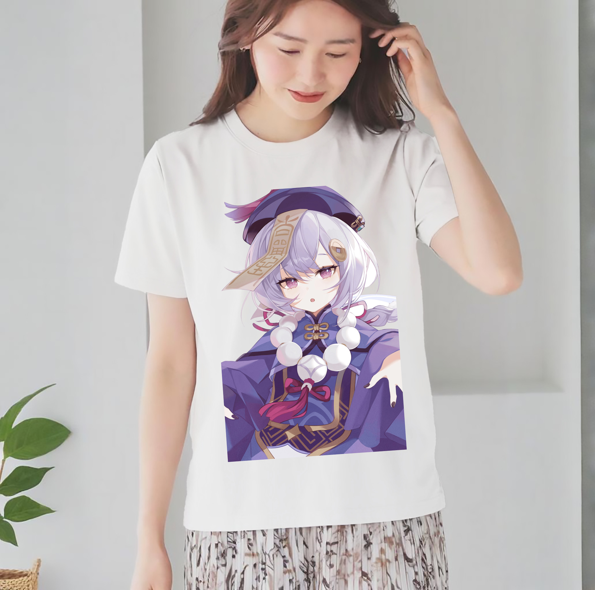 げんし神 七七 なな  genshin Nana レディースカジュアルプリントTシャツ（綿100％）