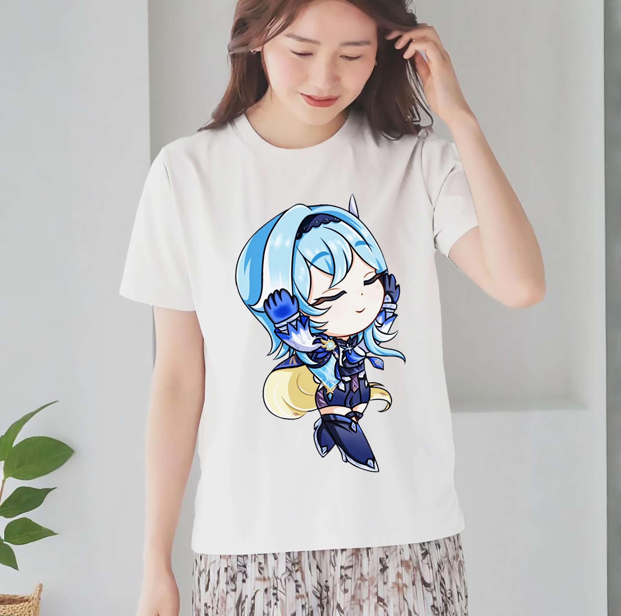 げんし神 优菈 ゆうら genshin Yūra レディースカジュアルプリントTシャツ（綿100％）