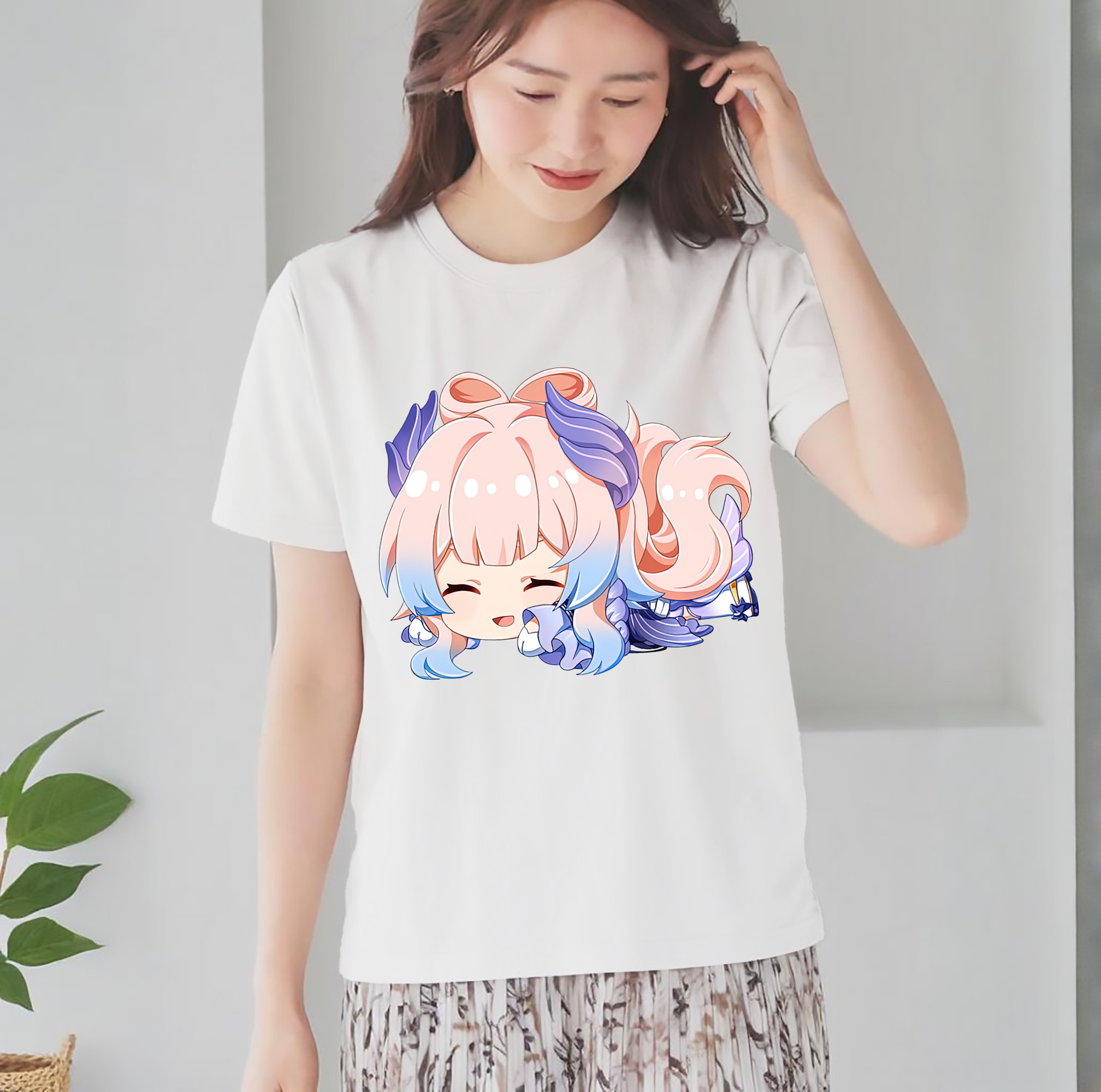 げんし神 珊瑚宮心海 サンゴノミヤ・ココミ genshin Sangonomiya Kokomi レディースカジュアルプリントTシャツ（綿100％）