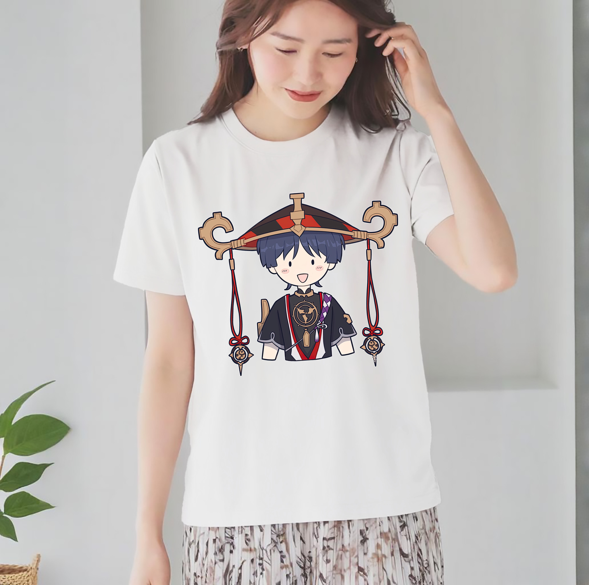 げんし神 さんペい genshin Sanpei レディースカジュアルプリントTシャツ（綿100％）