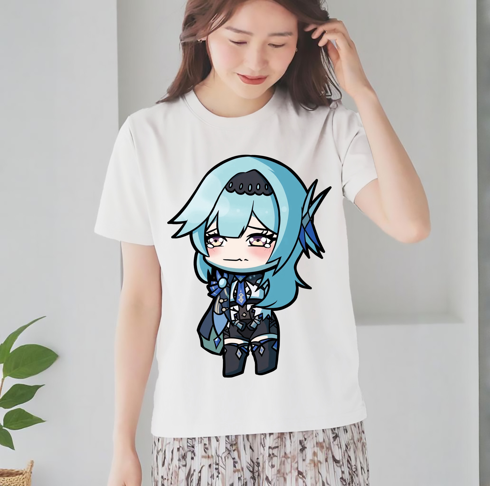 げんし神 优菈 ゆうら genshin Yūra レディースカジュアルプリントTシャツ（綿100％）