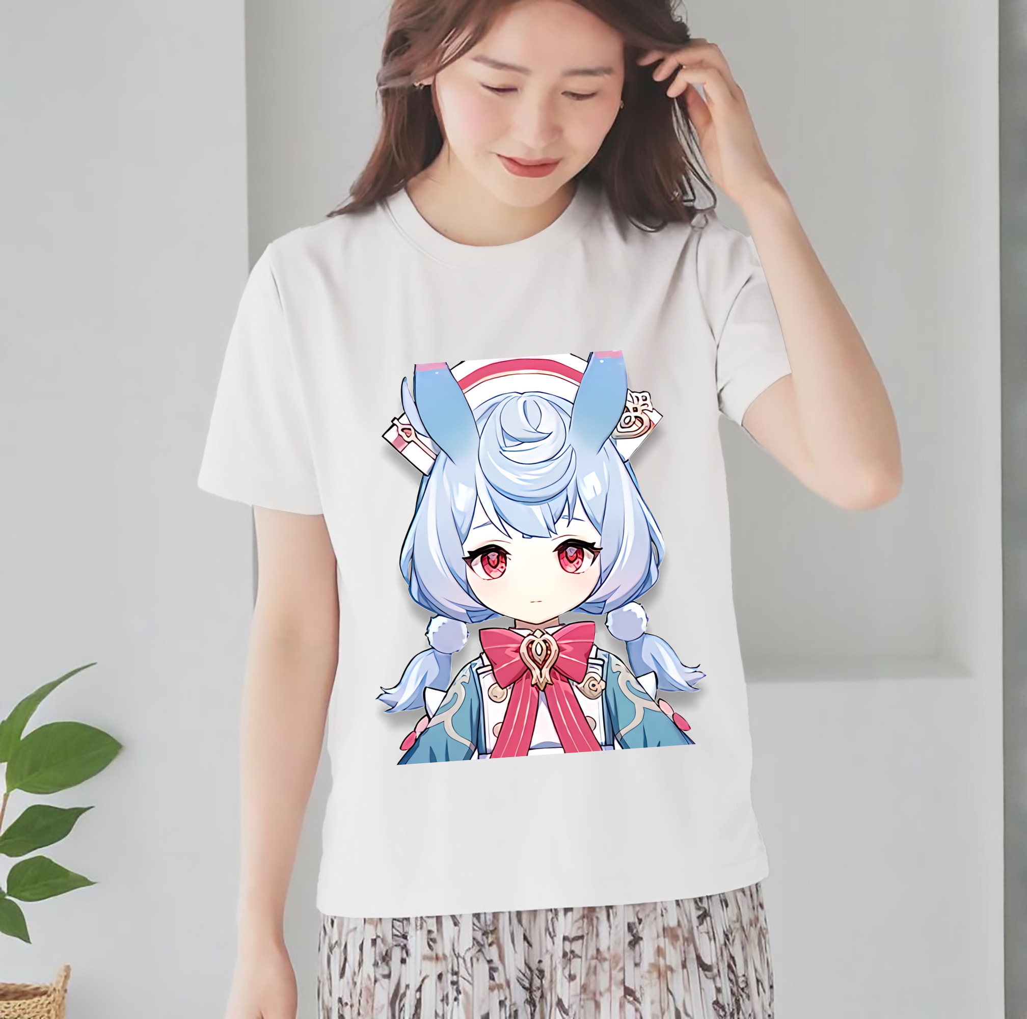 げんし神 シゲウィン genshin Shigewin レディースカジュアルプリントTシャツ（綿100％）