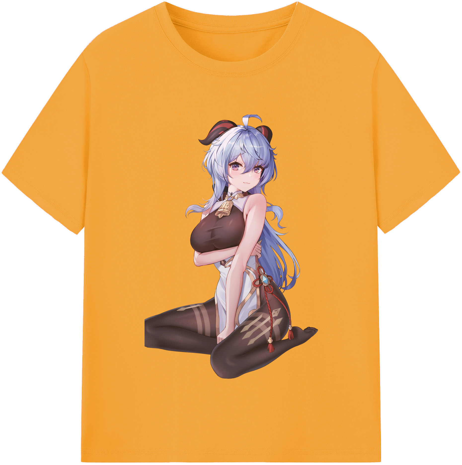 げんし神 甘雨 かんう genshin Ganyu レディースカジュアルプリントTシャツ（綿100％）