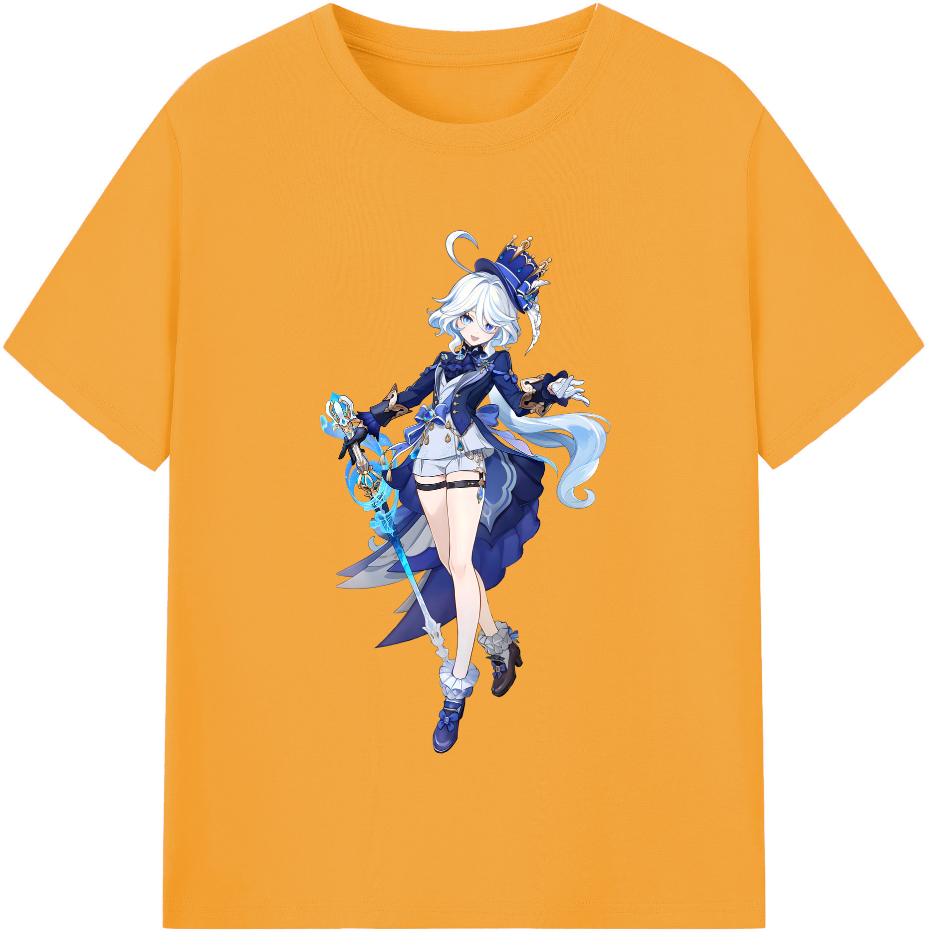 げんし神 フリーナ genshin Furina レディースカジュアルプリントTシャツ（綿100％）