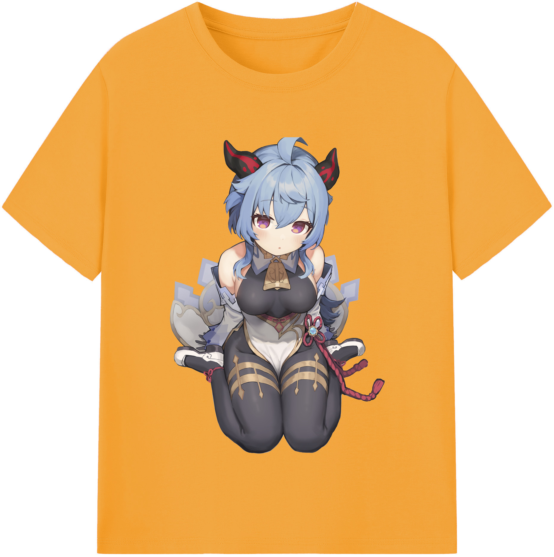 げんし神 甘雨 かんう genshin Ganyu レディースカジュアルプリントTシャツ（綿100％）