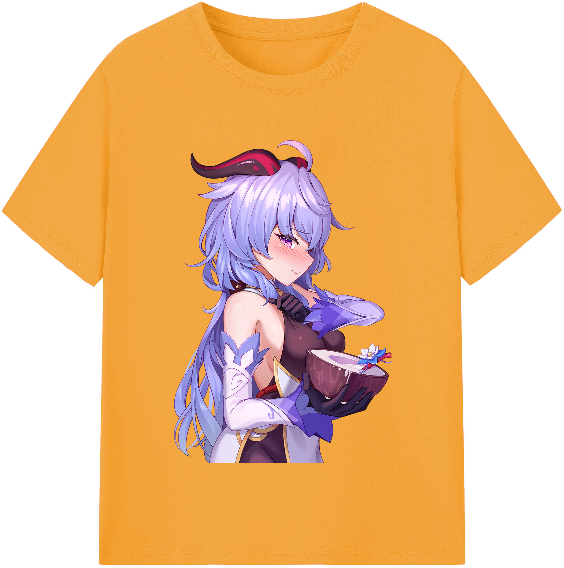 げんし神 甘雨 かんう genshin Ganyu レディースカジュアルプリントTシャツ（綿100％）