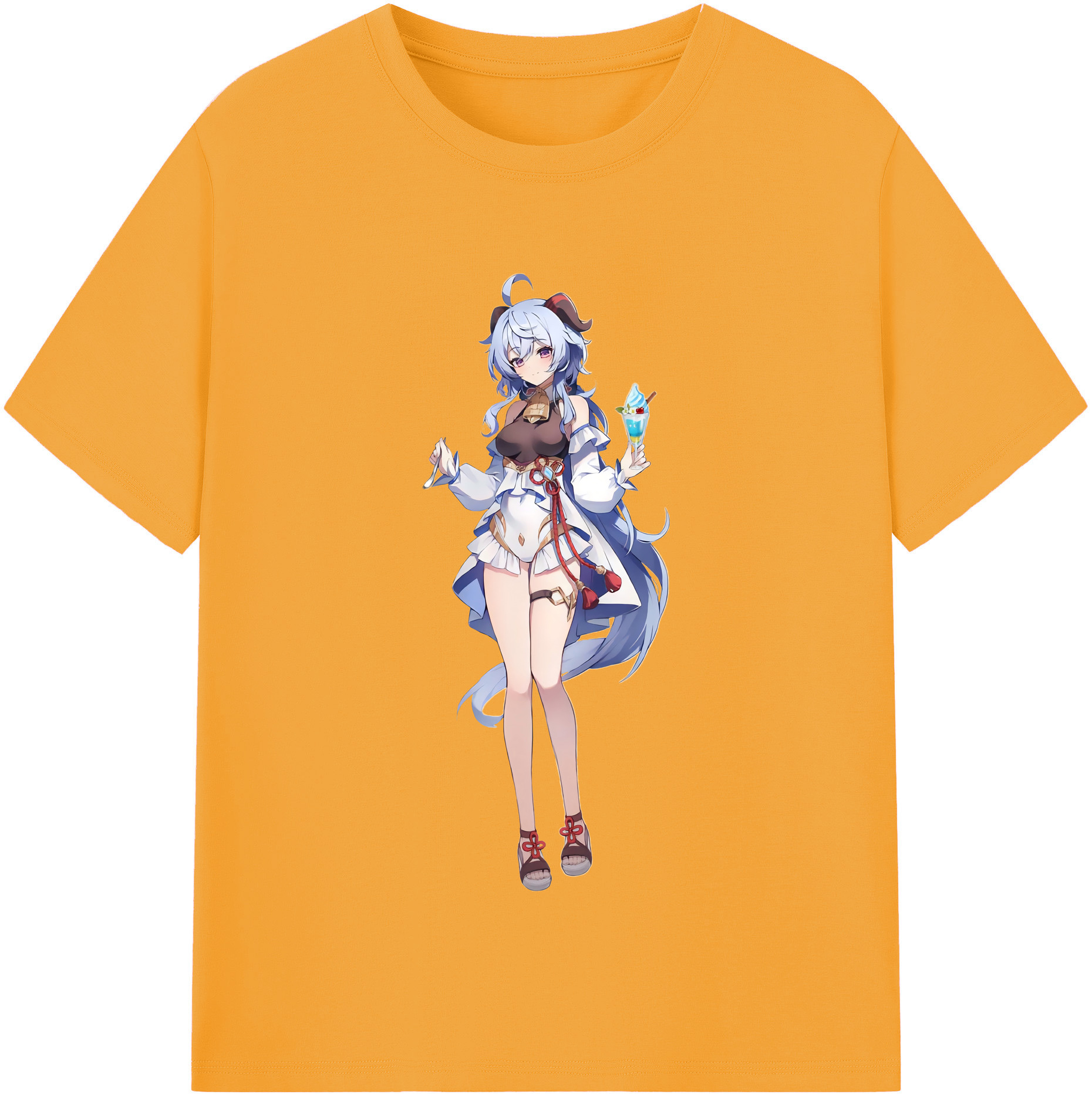 げんし神 甘雨 かんう genshin Ganyu レディースカジュアルプリントTシャツ（綿100％）