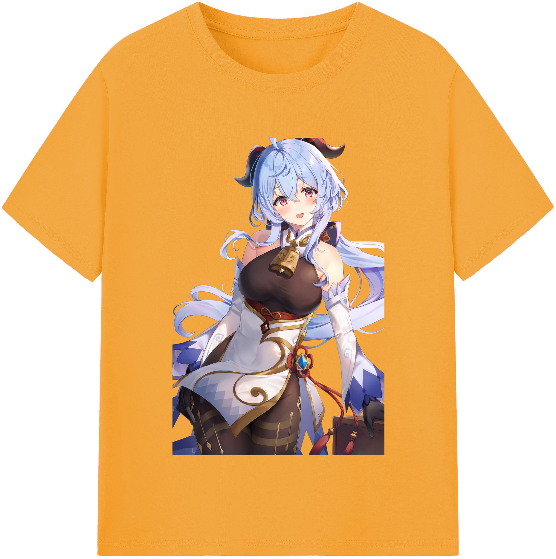 げんし神 甘雨 かんう genshin Ganyu レディースカジュアルプリントTシャツ（綿100％）