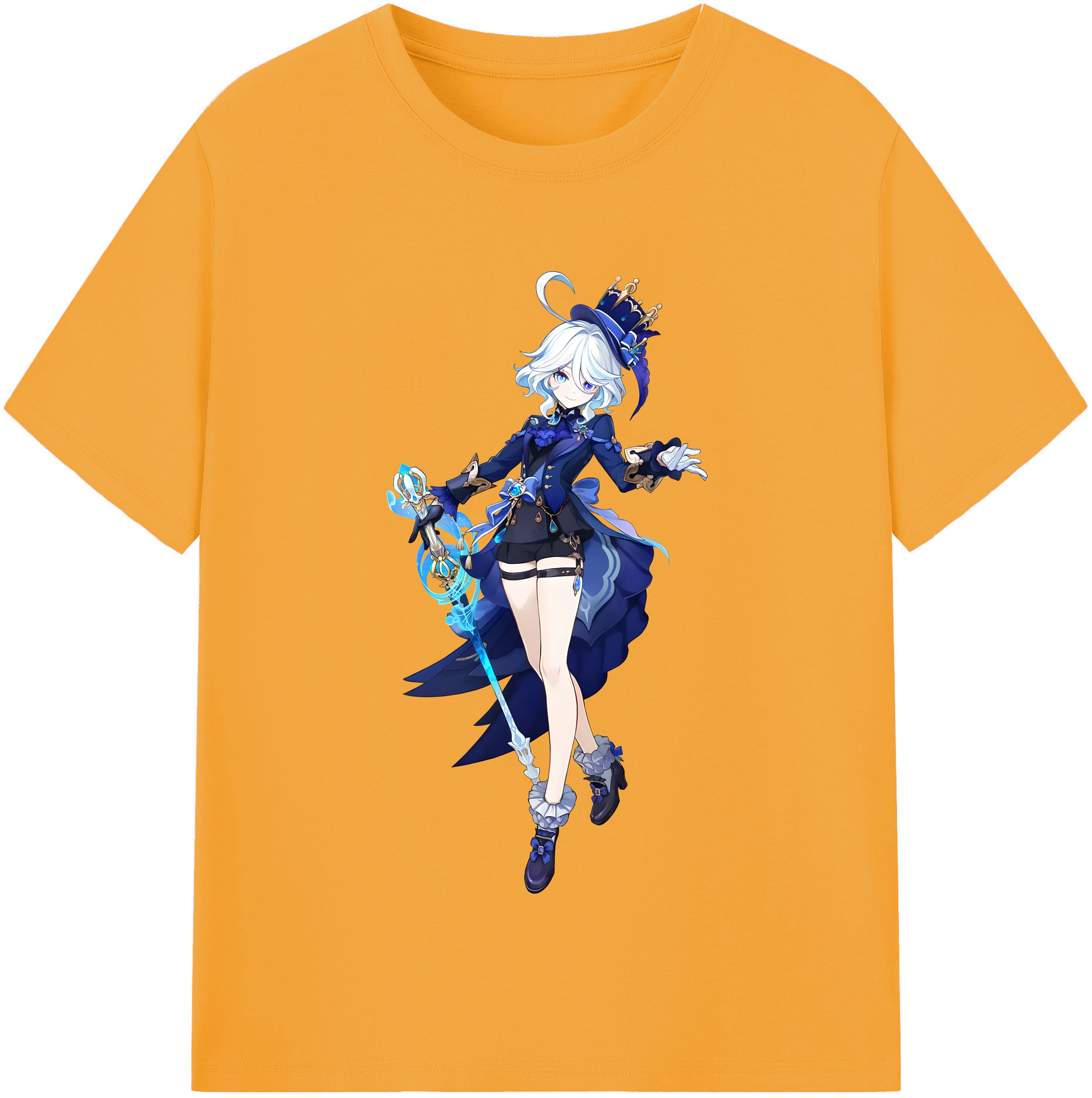 げんし神 フリーナ genshin Furina レディースカジュアルプリントTシャツ（綿100％）