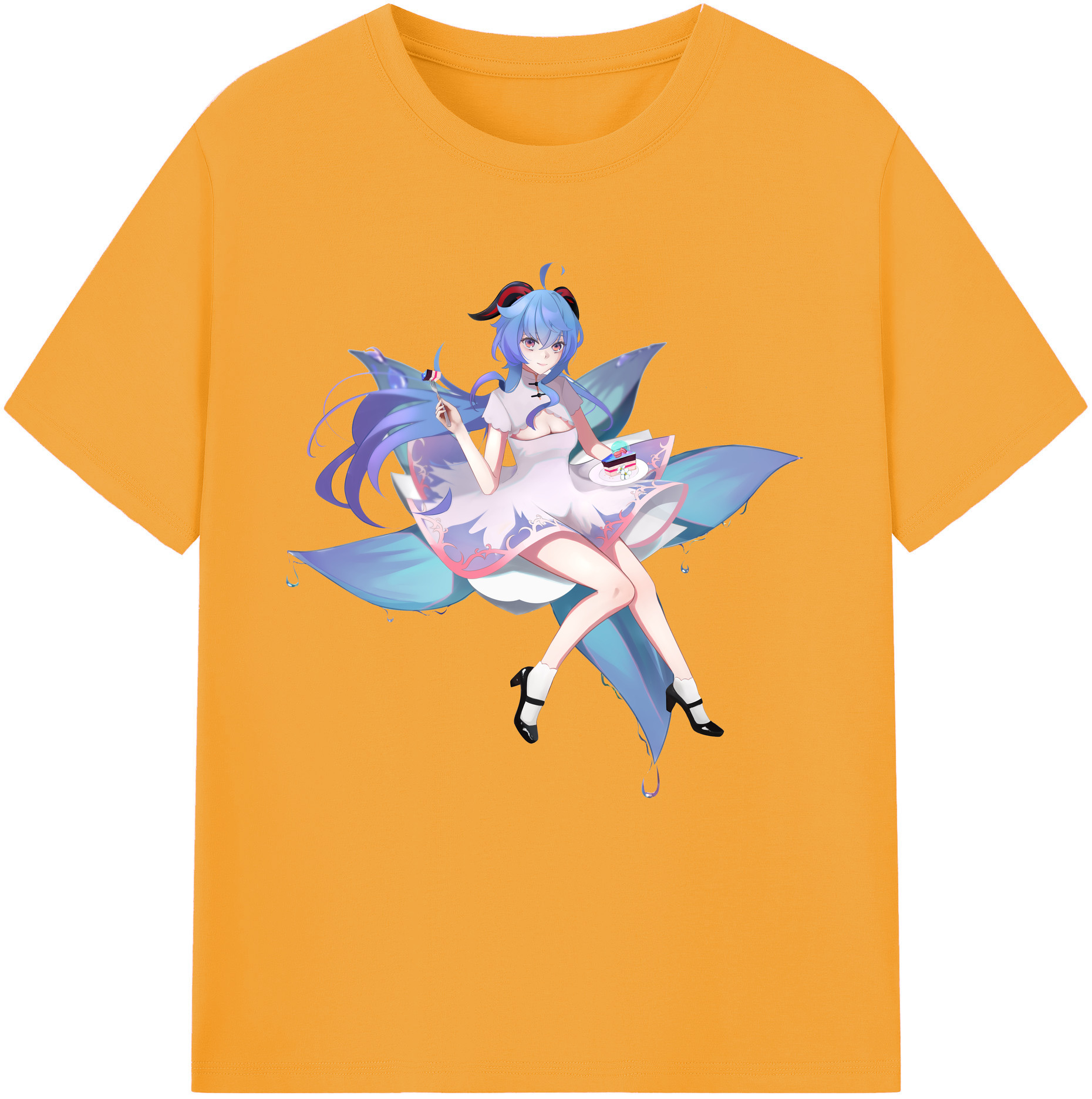げんし神 甘雨 かんう genshin Ganyu レディースカジュアルプリントTシャツ（綿100％）