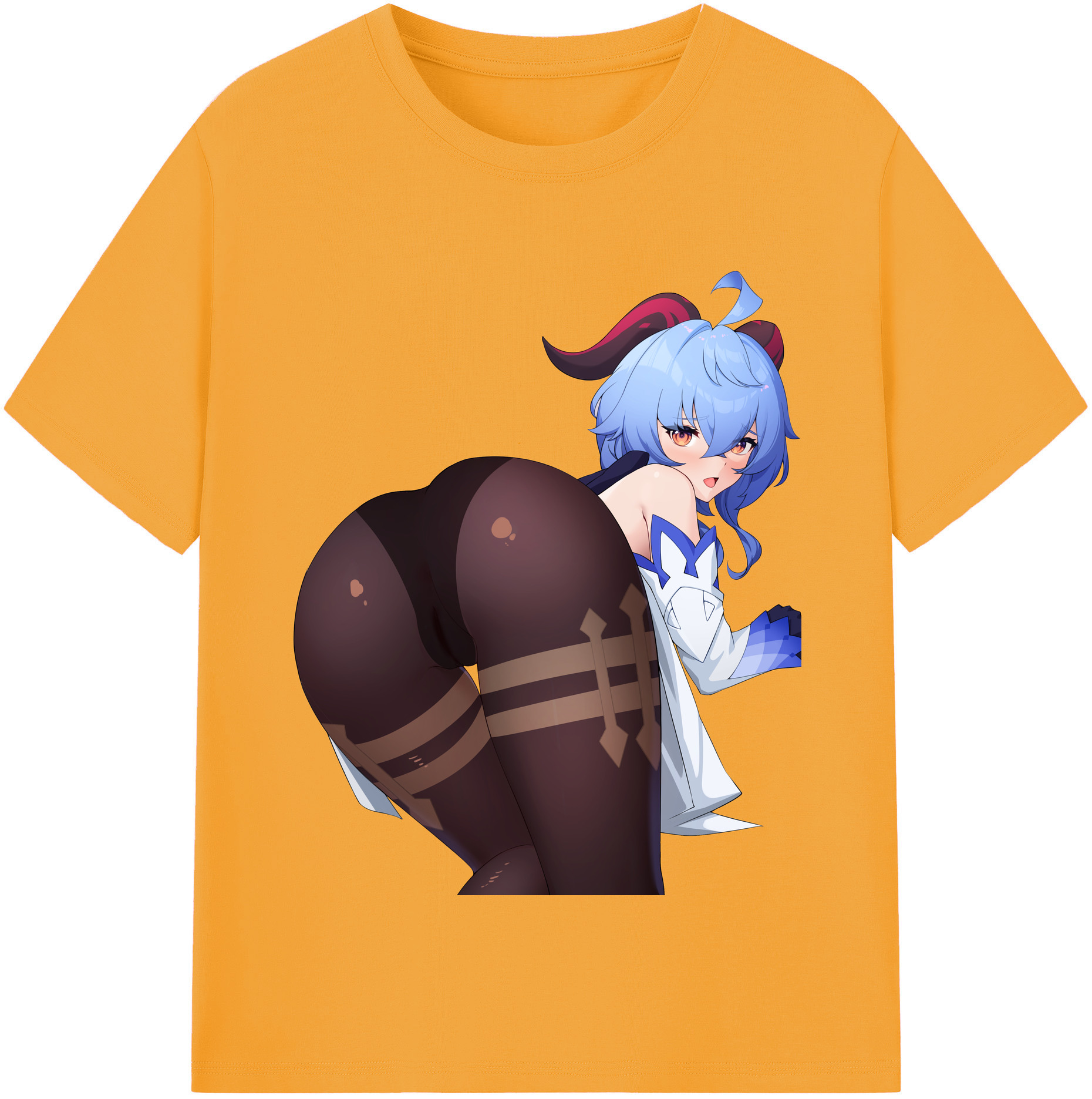 げんし神 甘雨 かんう genshin Ganyu レディースカジュアルプリントTシャツ（綿100％）