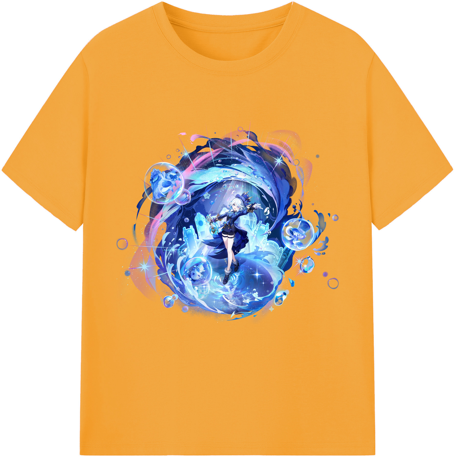げんし神 フリーナ genshin Furina レディースカジュアルプリントTシャツ（綿100％）