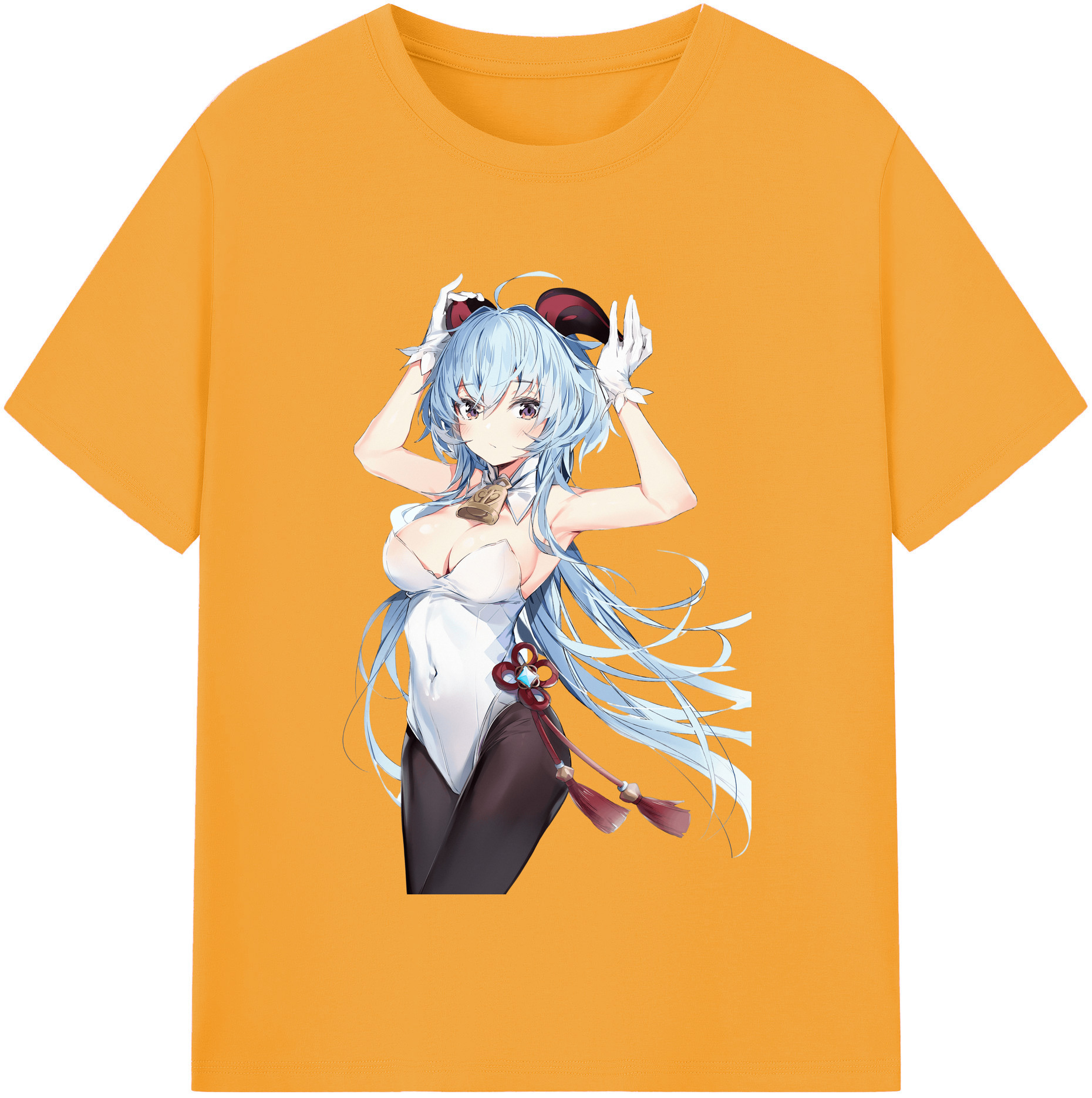 げんし神 甘雨 かんう genshin Ganyu レディースカジュアルプリントTシャツ（綿100％）
