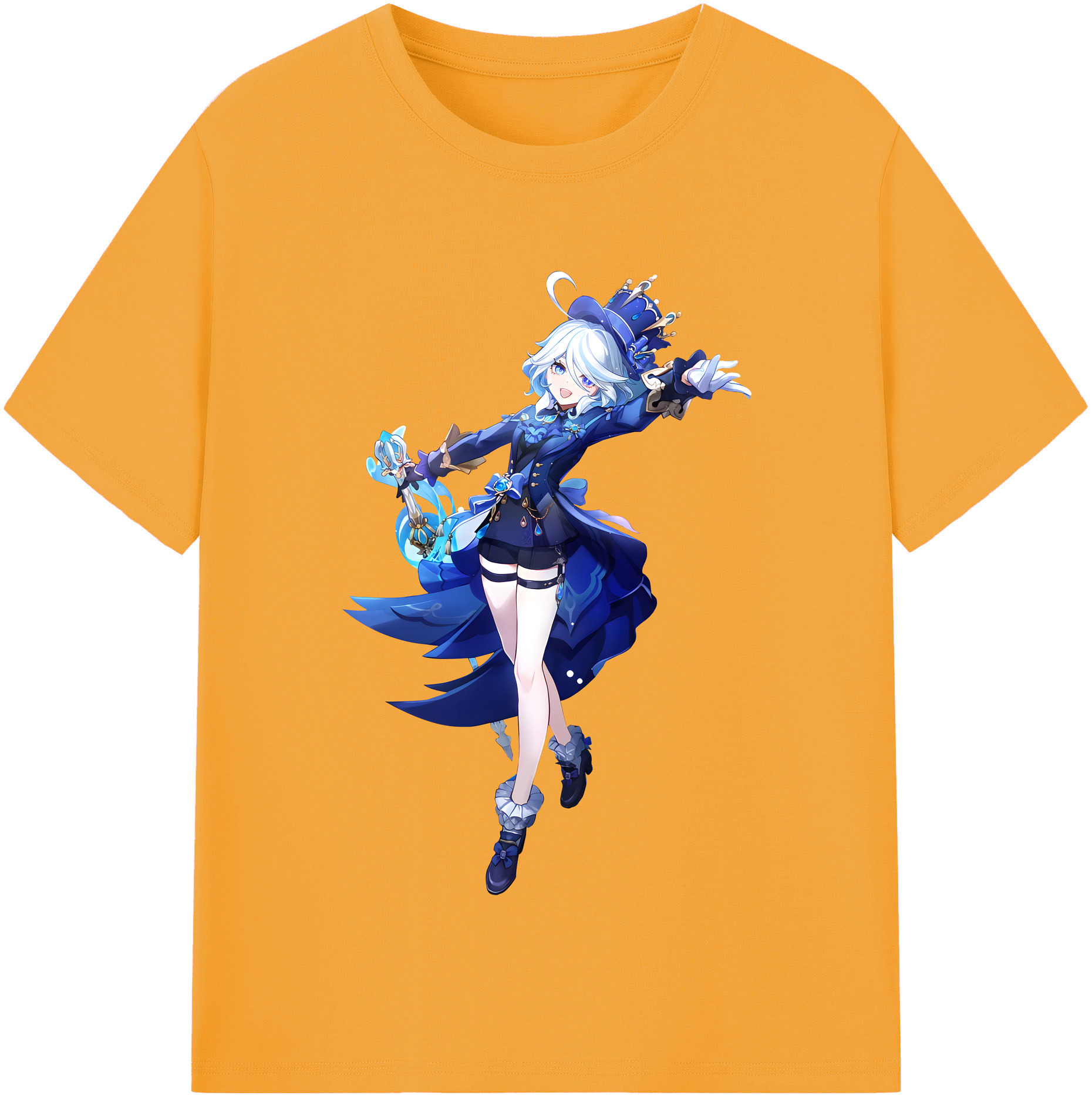げんし神 フリーナ genshin Furina レディースカジュアルプリントTシャツ（綿100％）