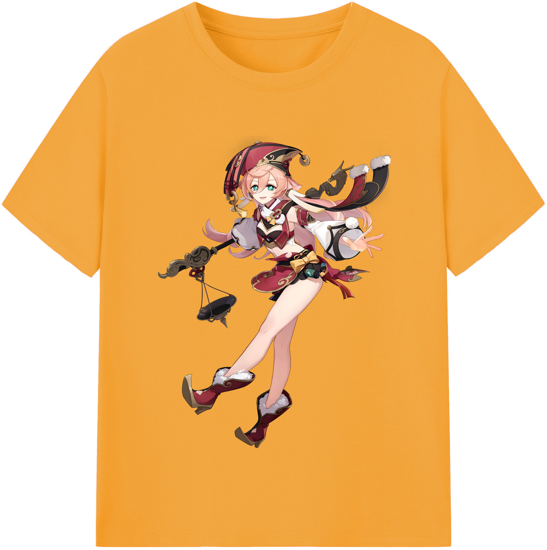 げんし神 ヤンフェイ genshin Yanfei レディースカジュアルプリントTシャツ（綿100％）