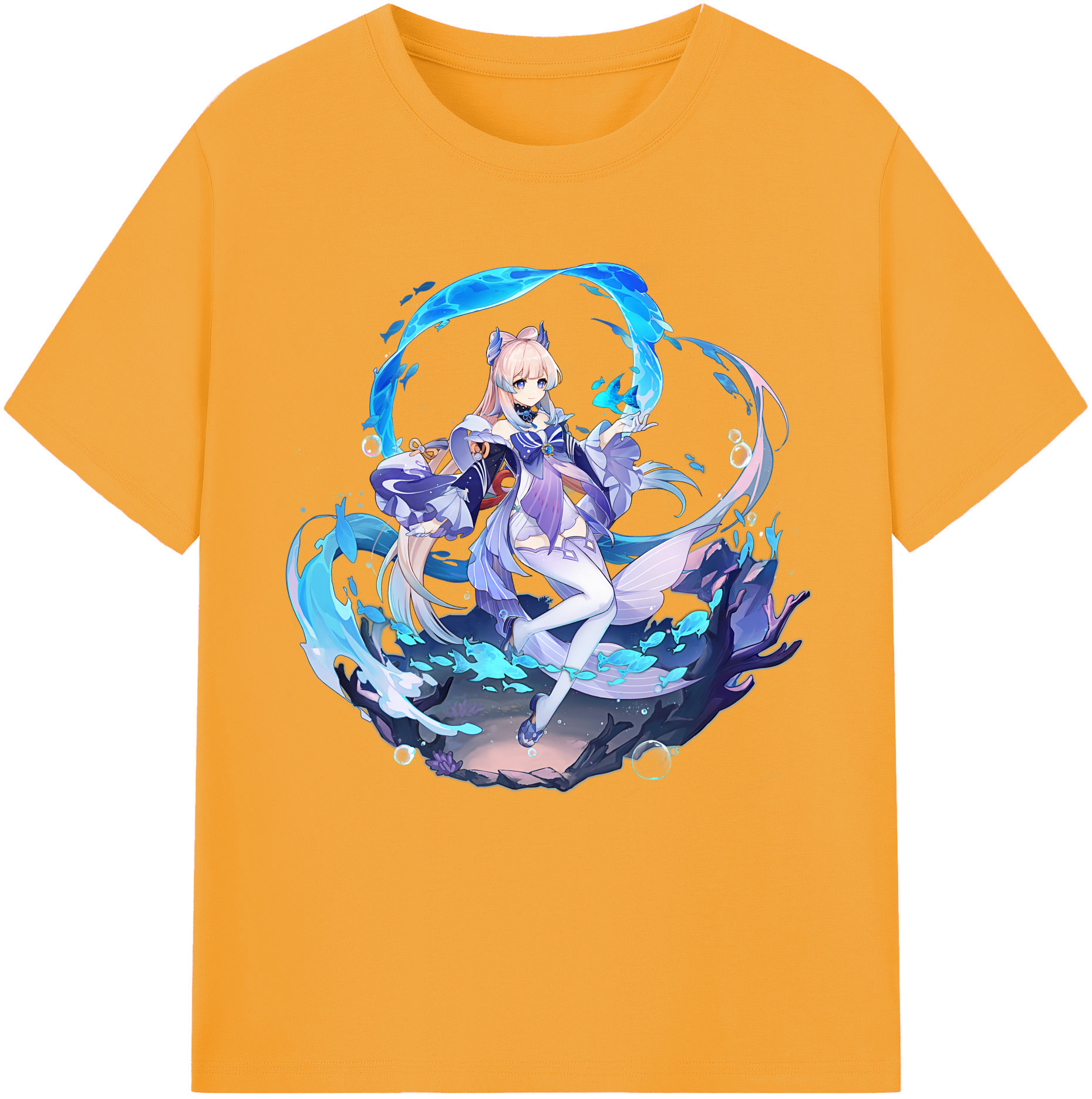 げんし神 珊瑚宮心海 サンゴノミヤ・ココミ genshin Sangonomiya Kokomi レディースカジュアルプリントTシャツ（綿100％）