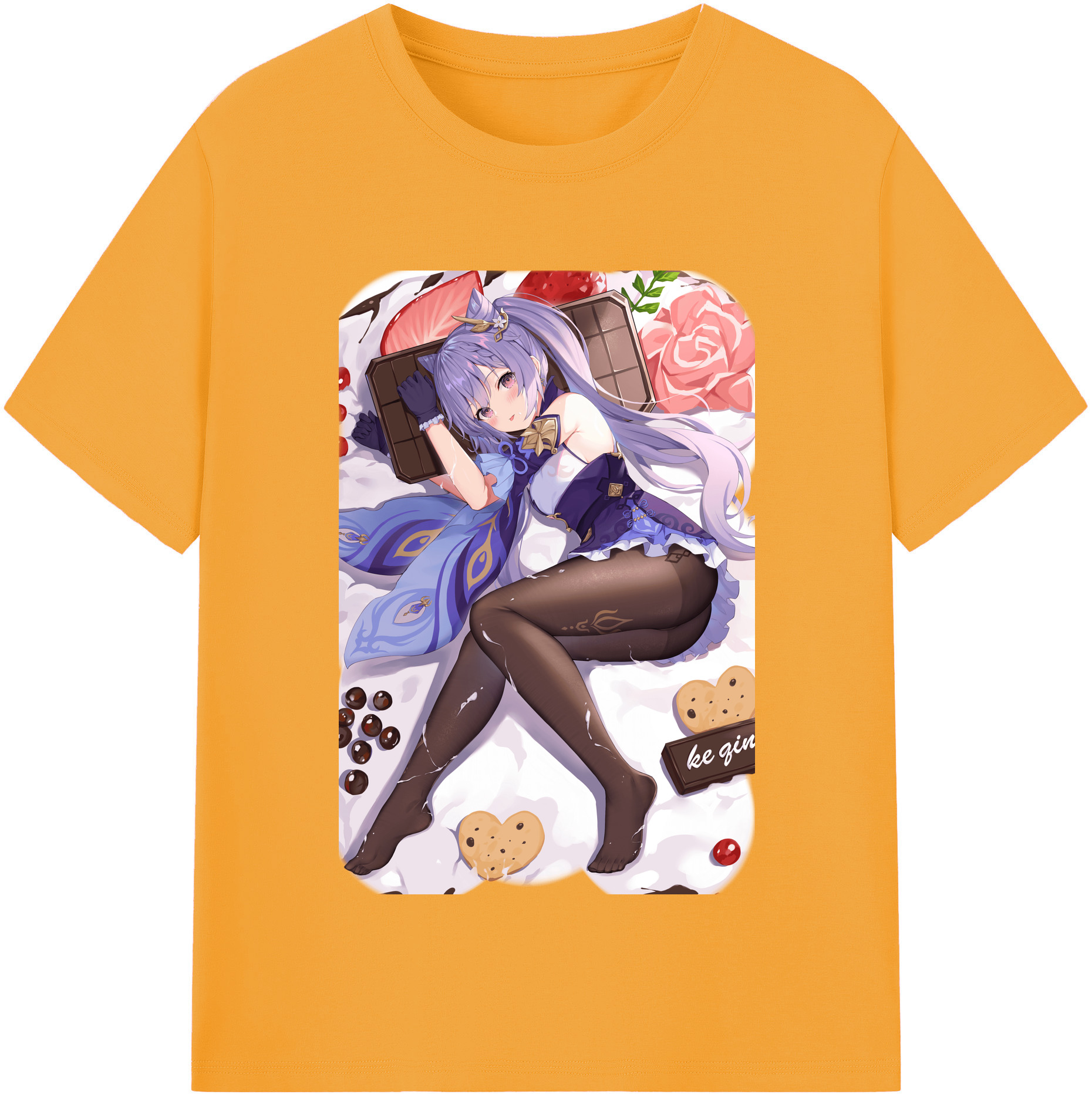 げんし神 刻晴 こくせい genshin Kokusei レディースカジュアルプリントTシャツ（綿100％）