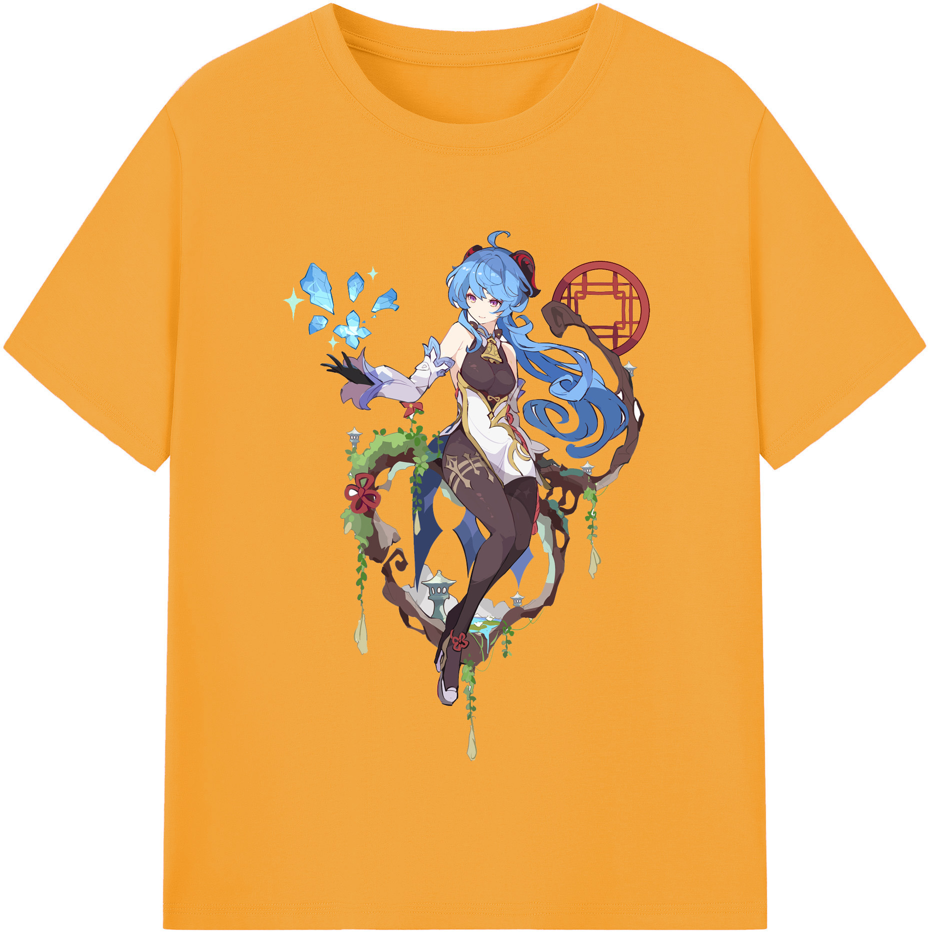 げんし神 甘雨 かんう genshin Ganyu レディースカジュアルプリントTシャツ（綿100％）