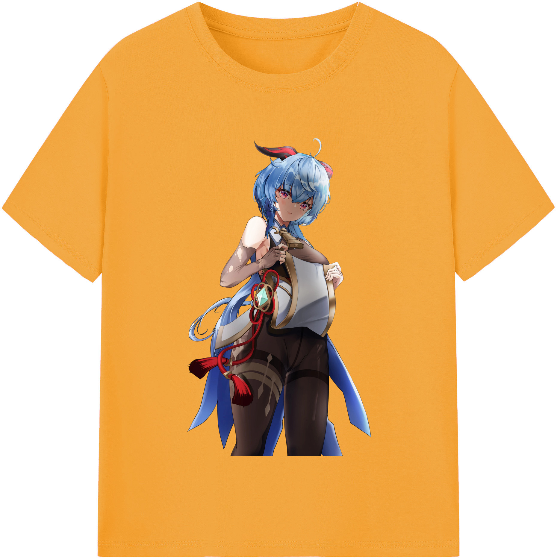 げんし神 甘雨 かんう genshin Ganyu レディースカジュアルプリントTシャツ（綿100％）