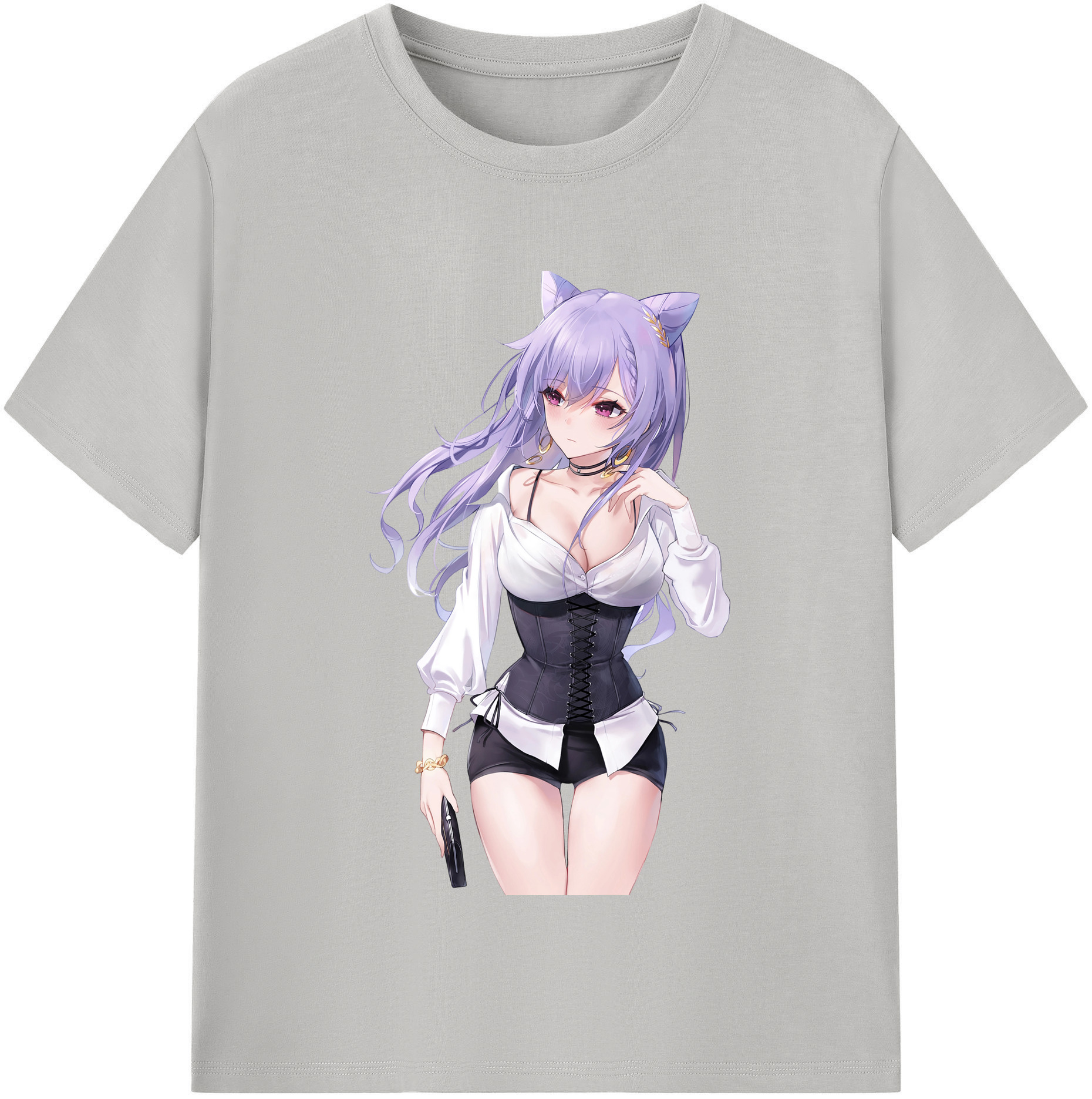 げんし神 刻晴 こくせい genshin Kokusei レディースカジュアルプリントTシャツ（綿100％）