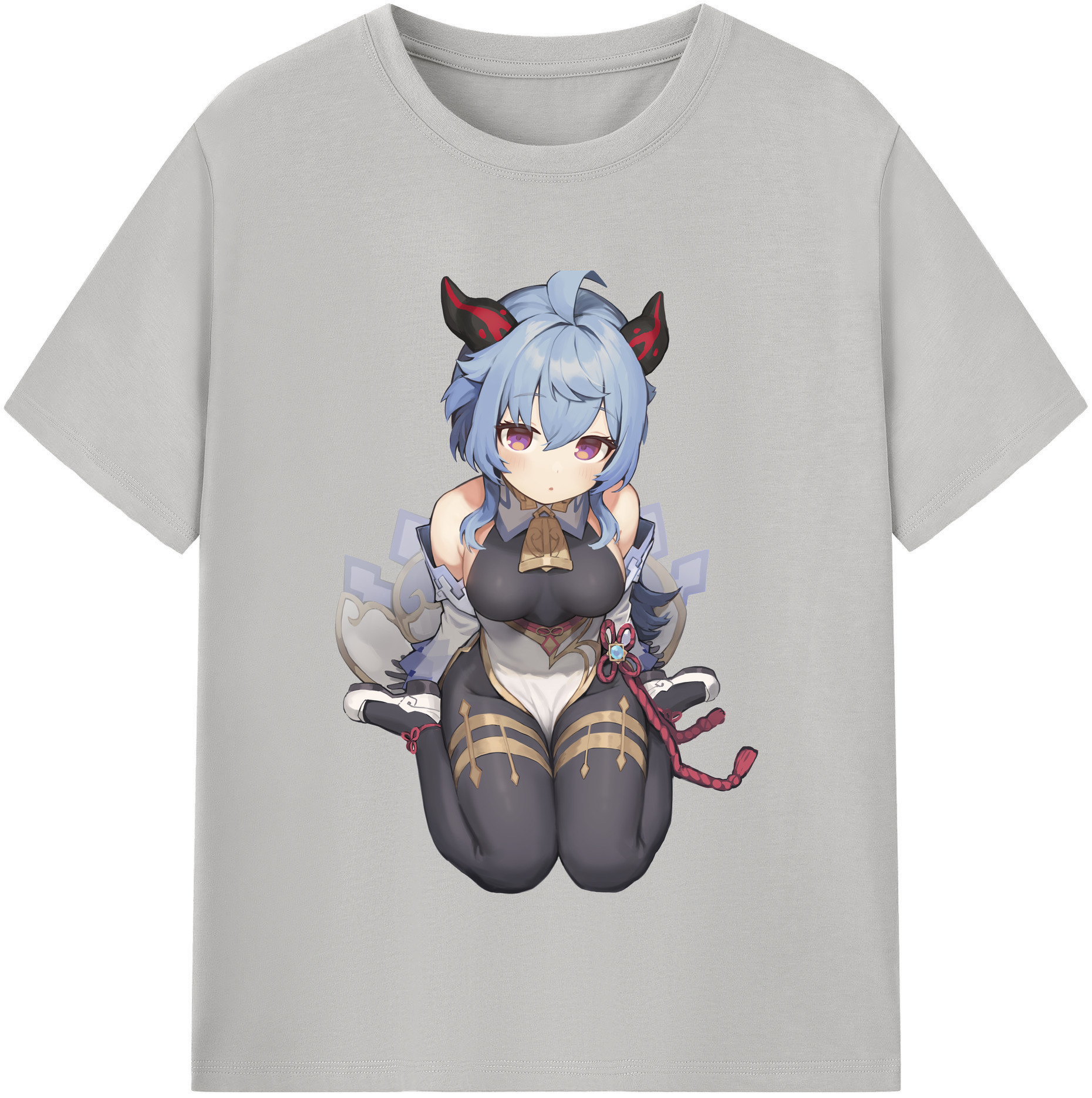げんし神 甘雨 かんう genshin Ganyu レディースカジュアルプリントTシャツ（綿100％）