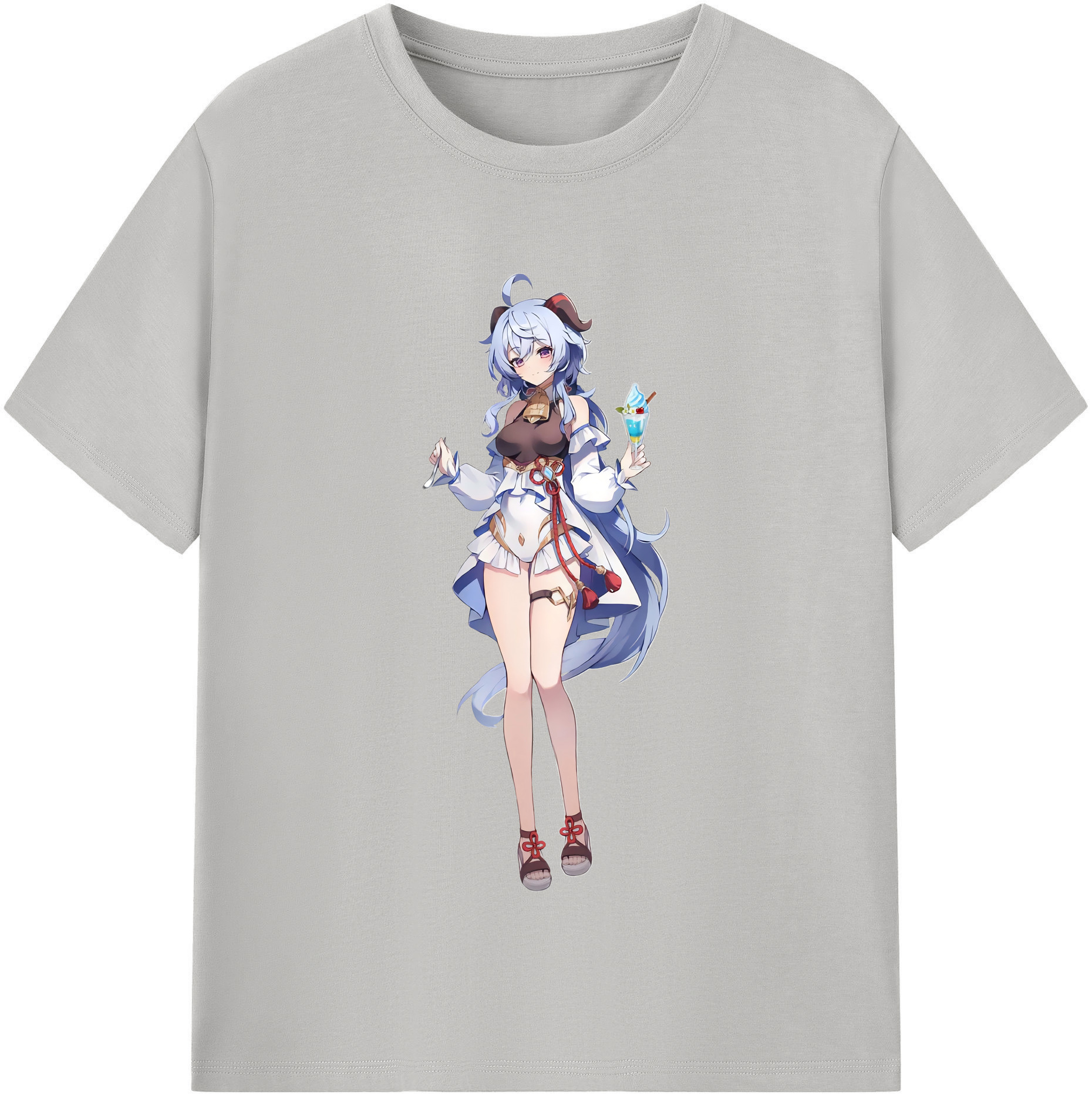げんし神 甘雨 かんう genshin Ganyu レディースカジュアルプリントTシャツ（綿100％）
