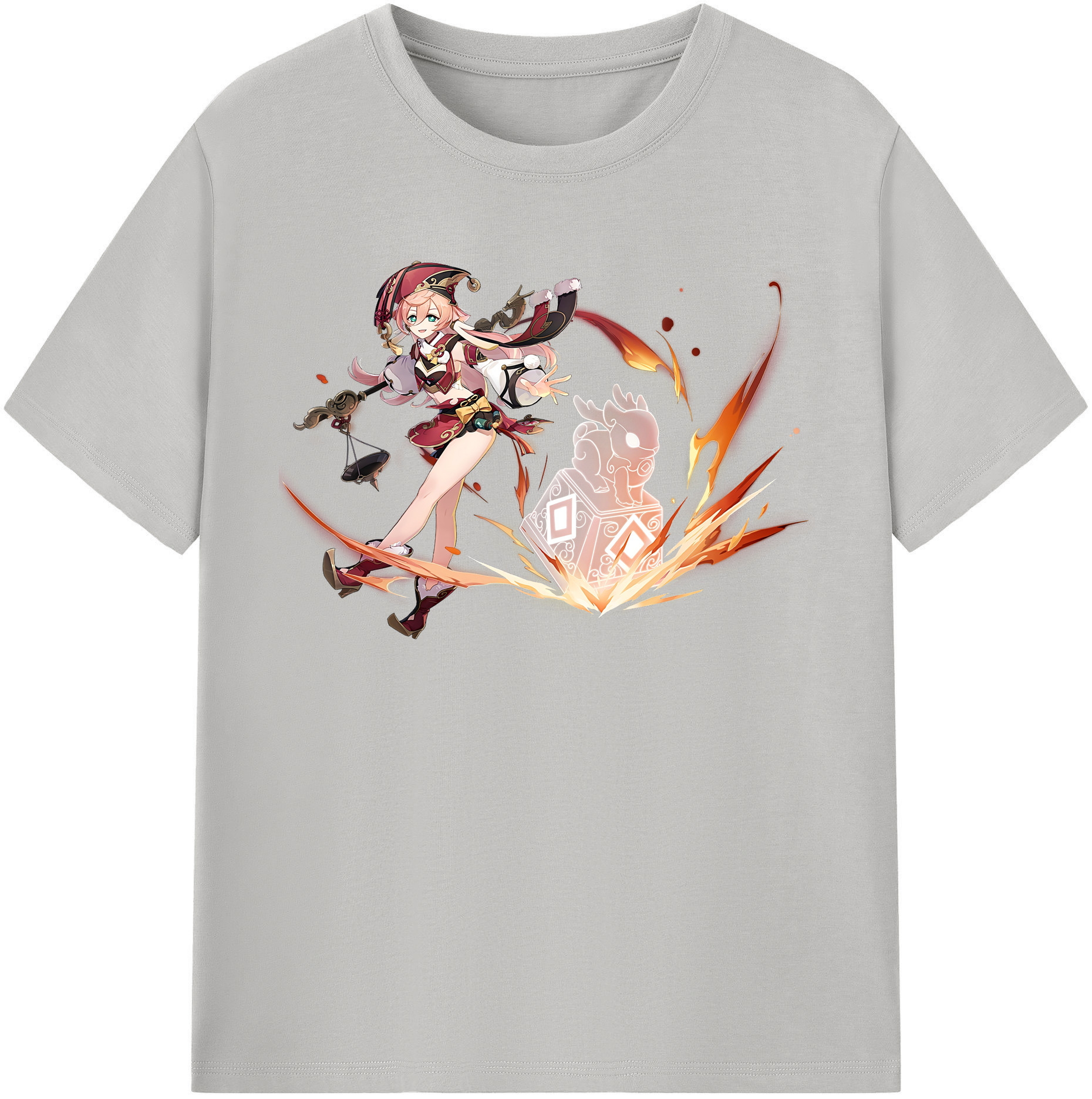 げんし神 ヤンフェイ genshin Yanfei レディースカジュアルプリントTシャツ（綿100％）