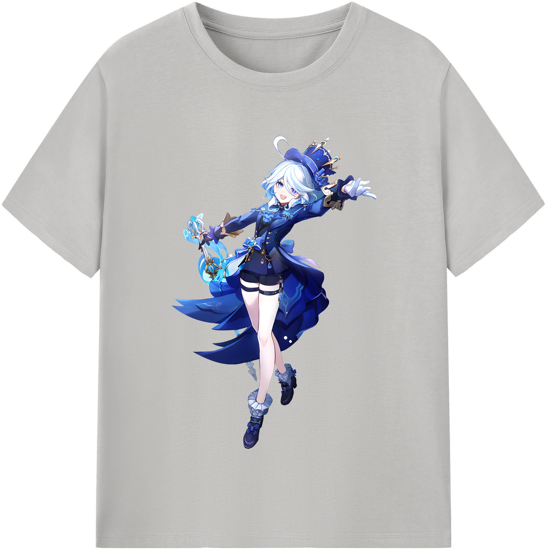 げんし神 フリーナ genshin Furina レディースカジュアルプリントTシャツ（綿100％）