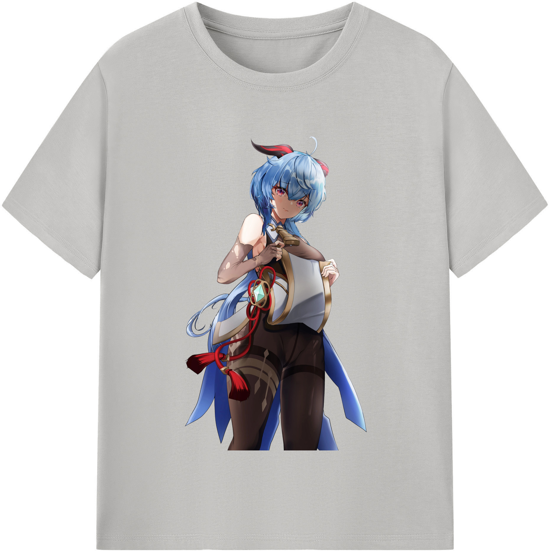 げんし神 甘雨 かんう genshin Ganyu レディースカジュアルプリントTシャツ（綿100％）
