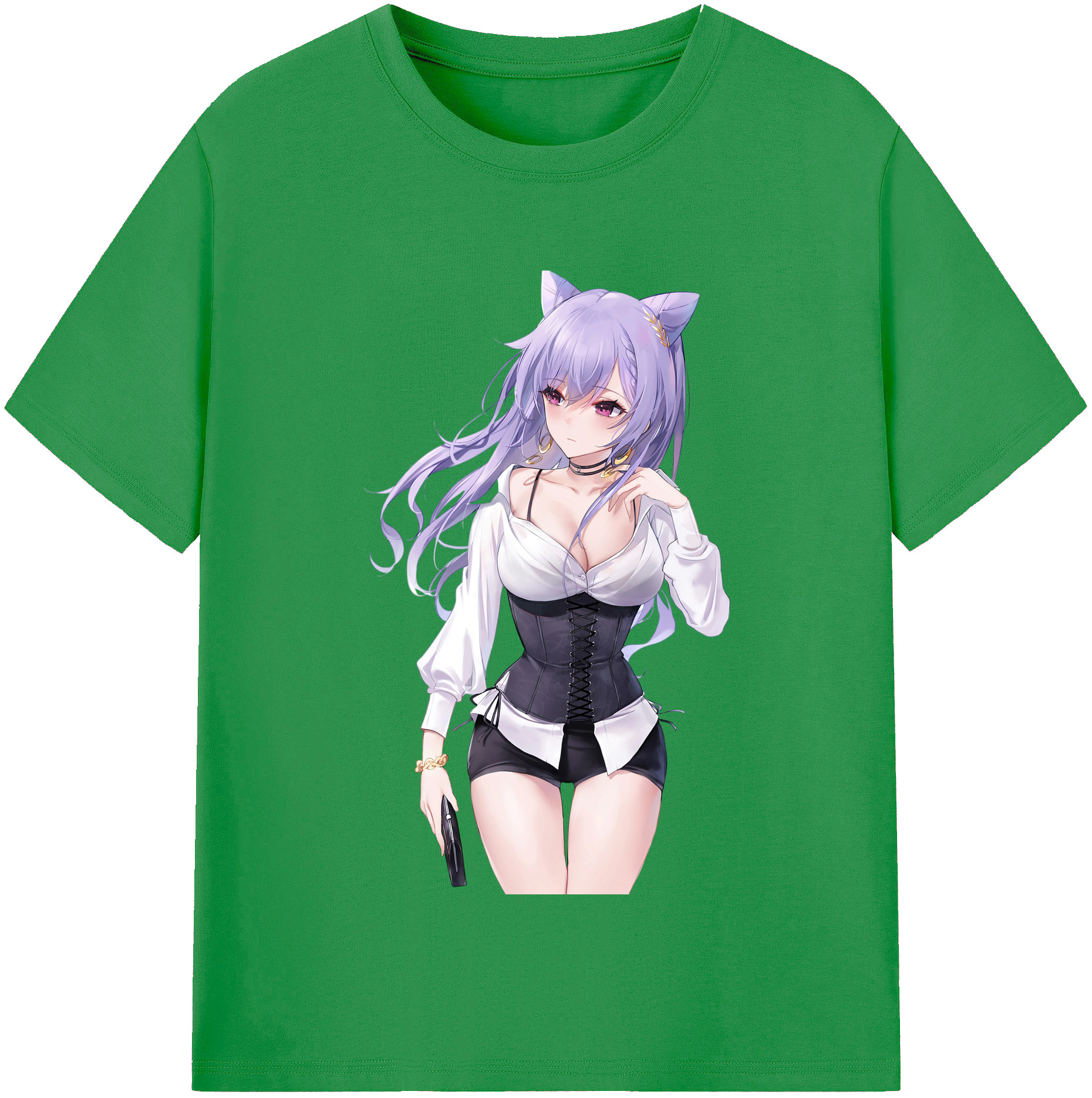 げんし神 刻晴 こくせい genshin Kokusei レディースカジュアルプリントTシャツ（綿100％）