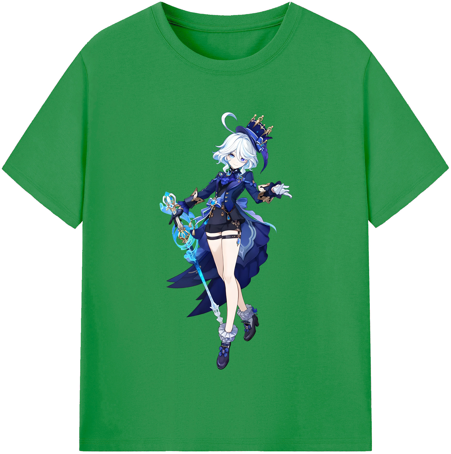 げんし神 フリーナ genshin Furina レディースカジュアルプリントTシャツ（綿100％）