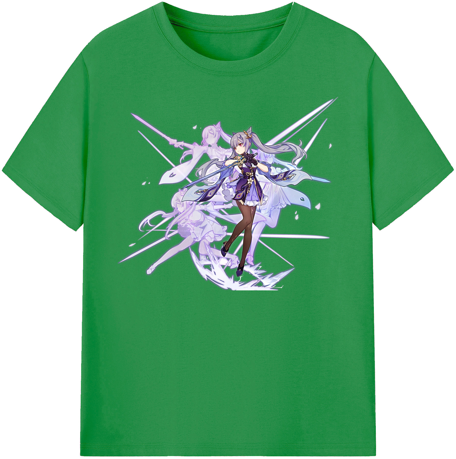 げんし神 刻晴 こくせい genshin Kokusei レディースカジュアルプリントTシャツ（綿100％）