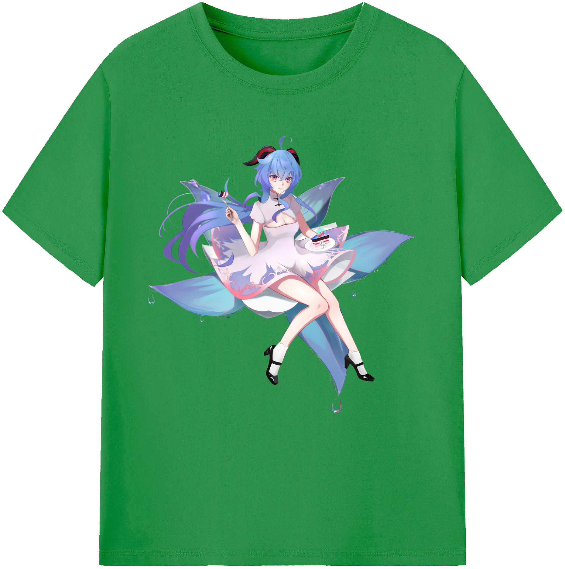 げんし神 甘雨 かんう genshin Ganyu レディースカジュアルプリントTシャツ（綿100％）