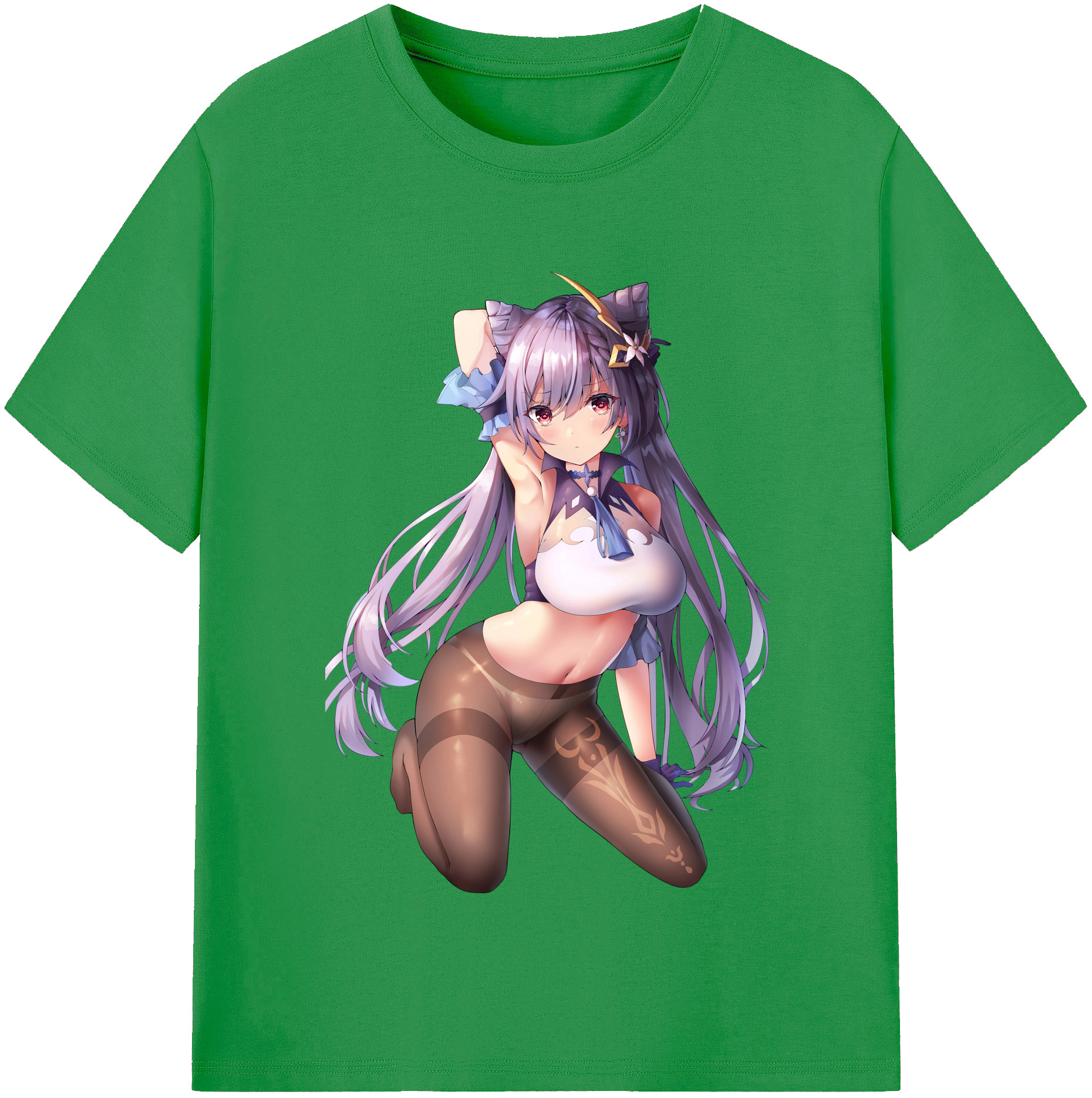 げんし神 刻晴 こくせい genshin Kokusei レディースカジュアルプリントTシャツ（綿100％）