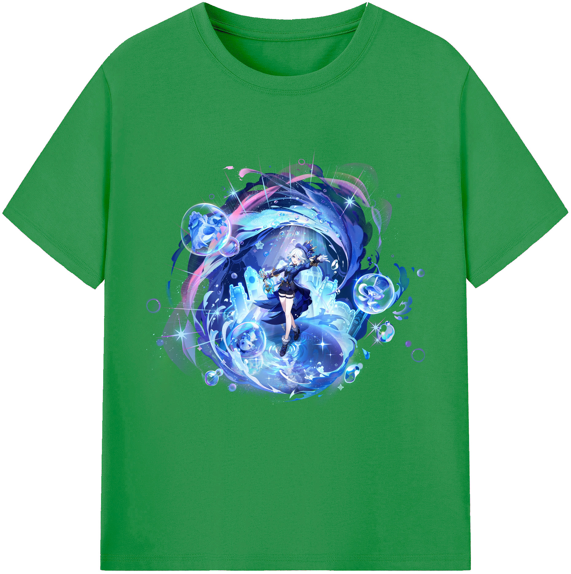 げんし神 フリーナ genshin Furina レディースカジュアルプリントTシャツ（綿100％）