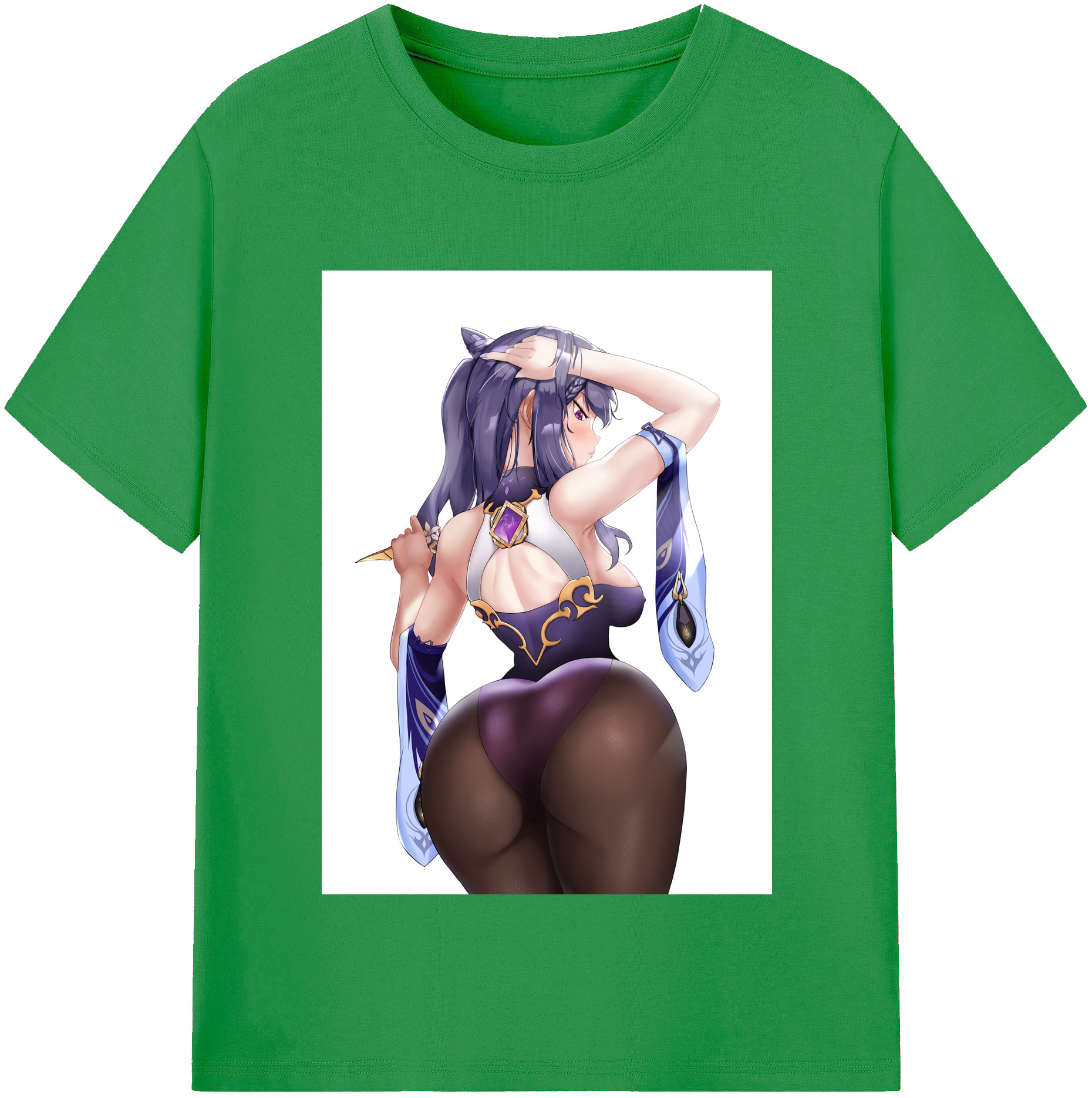 げんし神 刻晴 こくせい genshin Kokusei レディースカジュアルプリントTシャツ（綿100％）