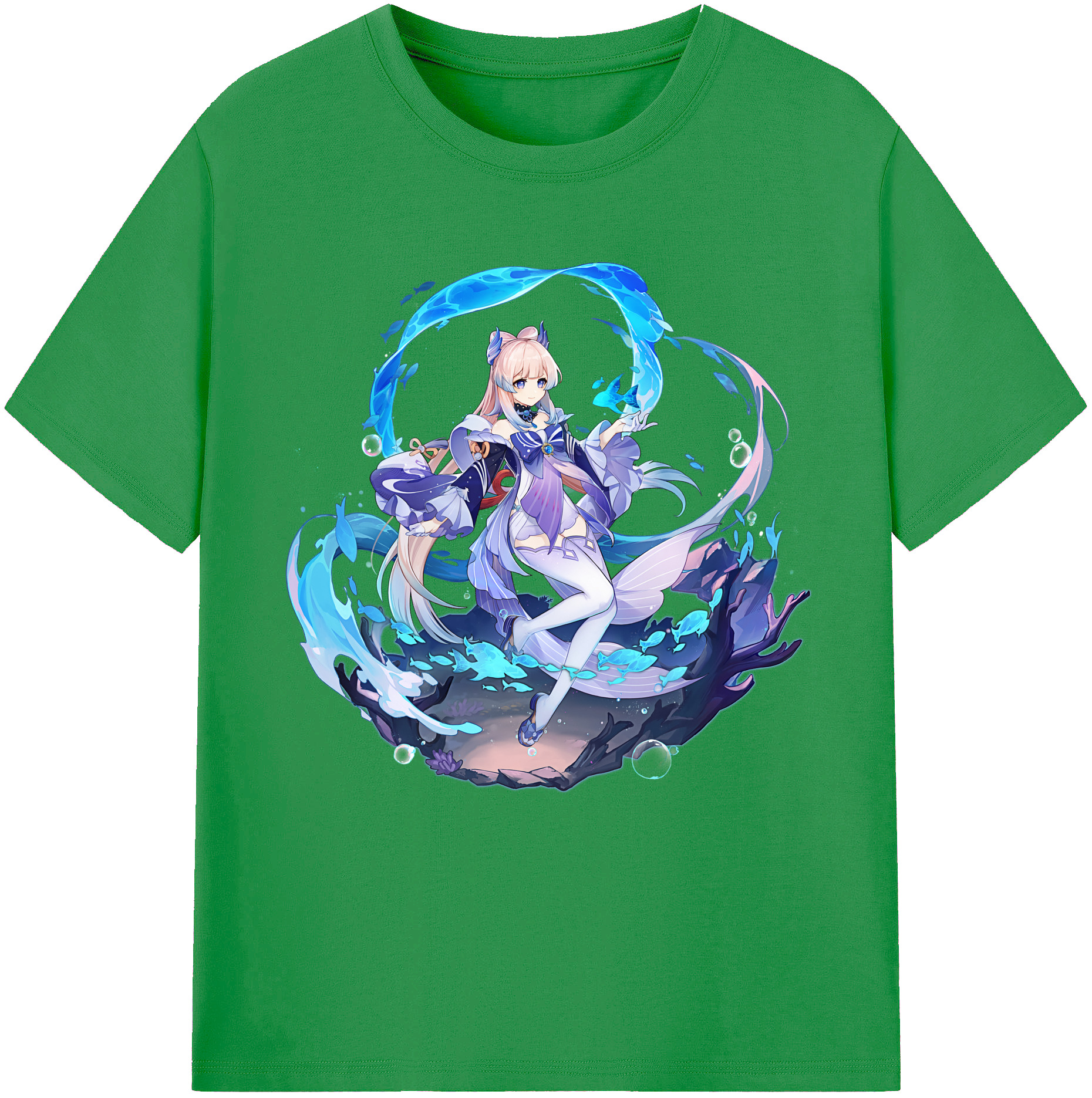 げんし神 珊瑚宮心海 サンゴノミヤ・ココミ genshin Sangonomiya Kokomi レディースカジュアルプリントTシャツ（綿100％）