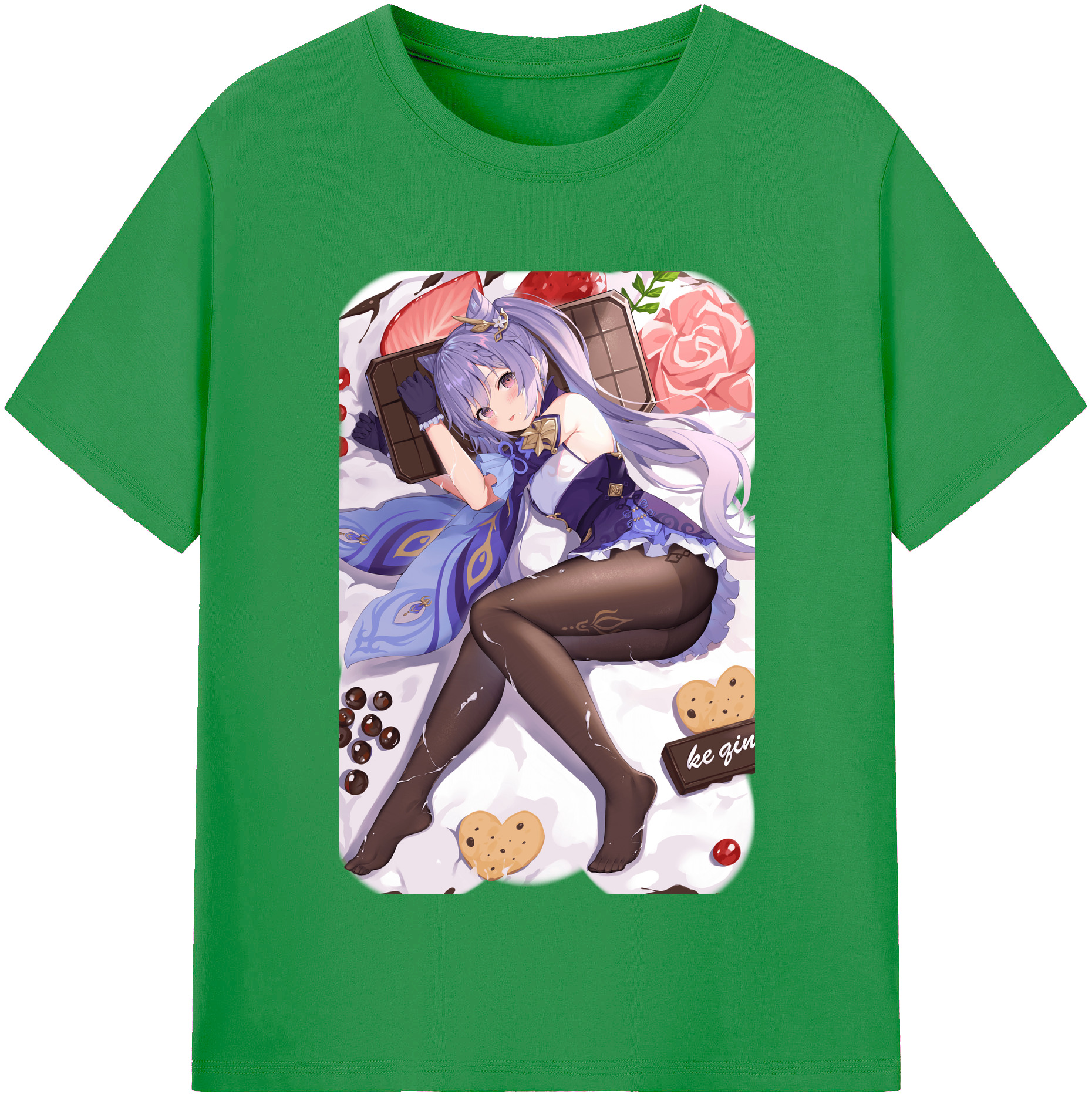 げんし神 刻晴 こくせい genshin Kokusei レディースカジュアルプリントTシャツ（綿100％）