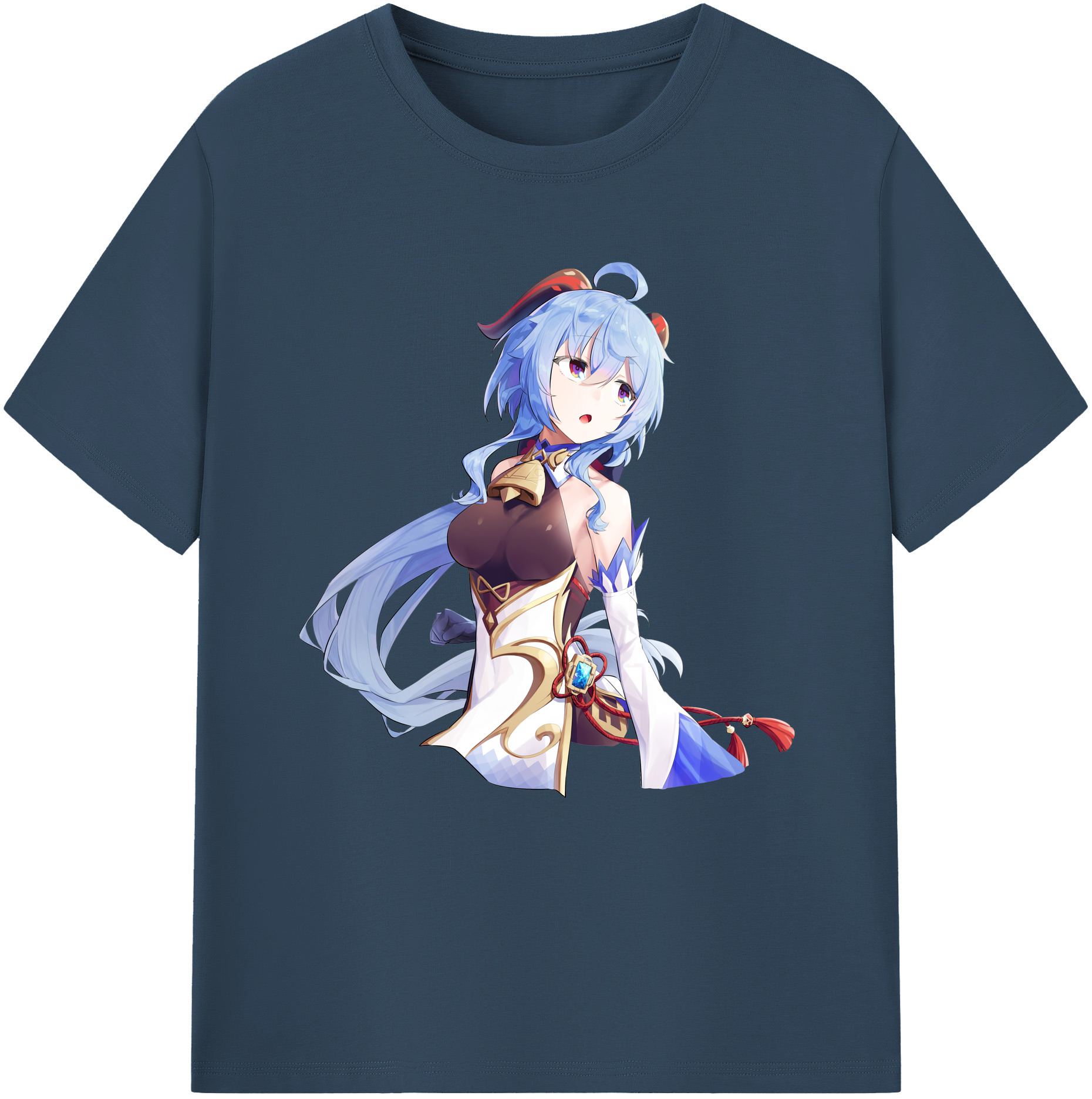 げんし神 甘雨 かんう genshin Ganyu レディースカジュアルプリントTシャツ（綿100％）